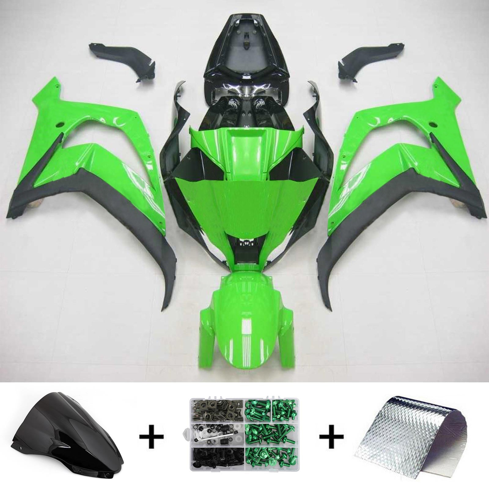 Amotopart 2011-2015 Kawasaki ZX10R Kåbe Glans Grøn&Bmangelsæt