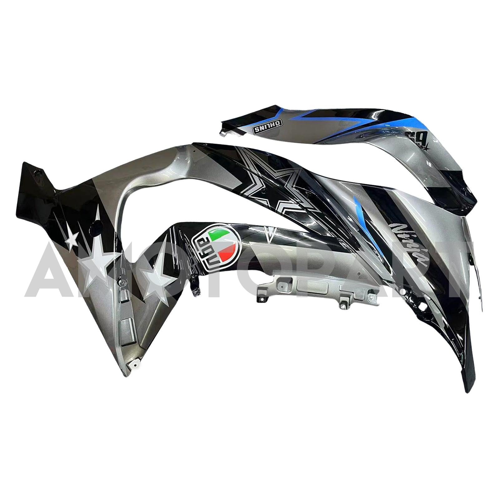 Amotopart 2011–2015 Kawasaki ZX10R Mattgrau&Blaues Verkleidungskit
