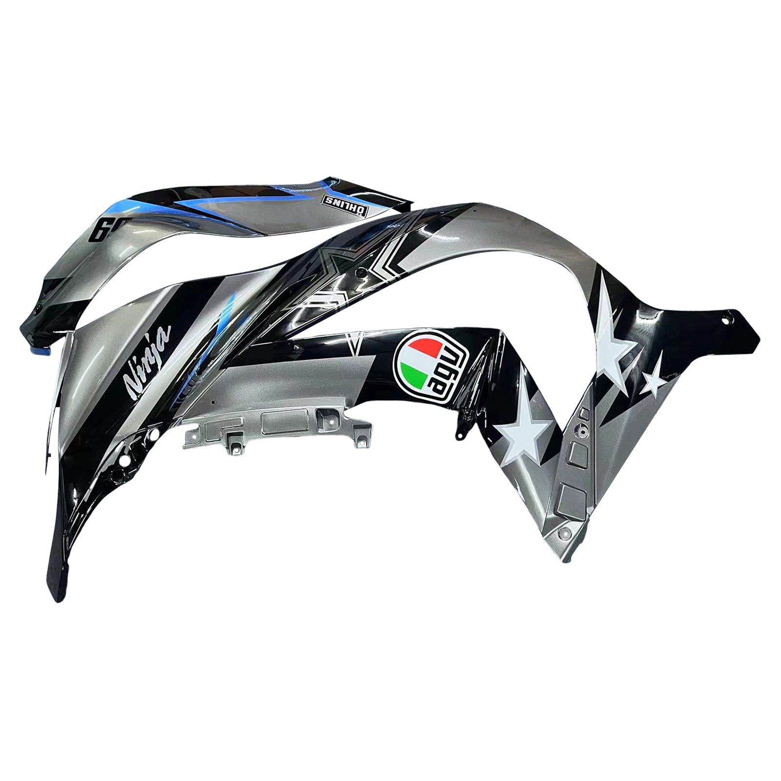 Amotopart 2011-2015 Kawasaki ZX10R Matte Grey&Blue Fairing Kit