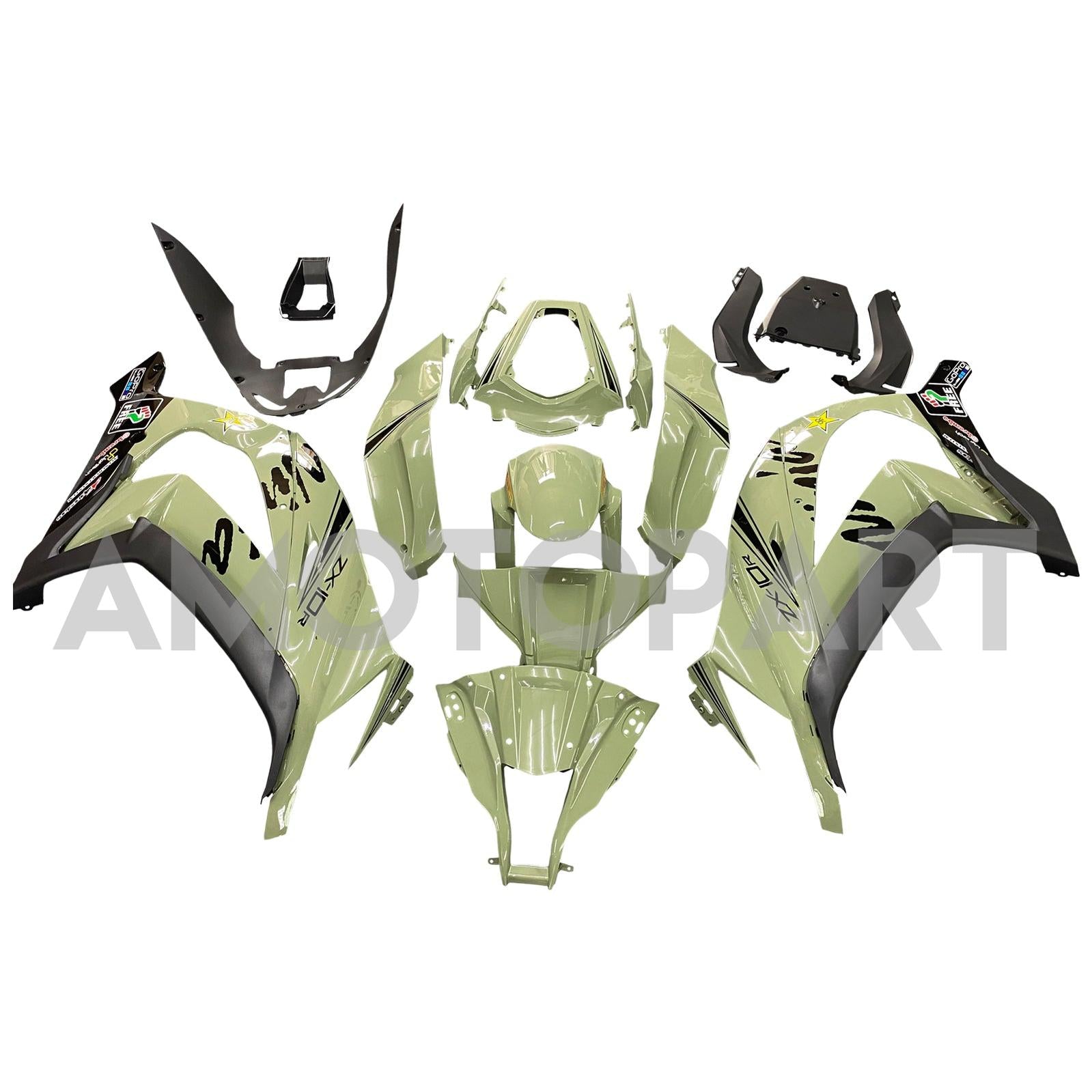Amotopart 2011-2015 Kawasaki ZX10R Mattes Green Fearing Kit