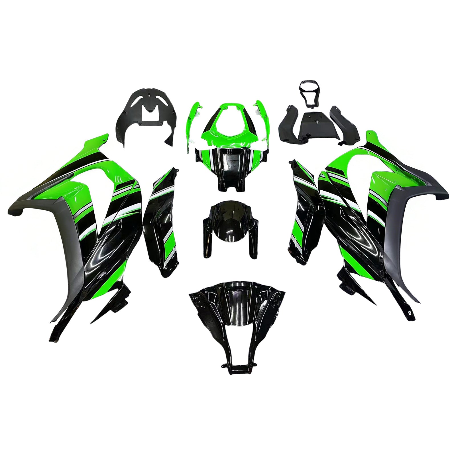 Amotopart 2011-2015 Kawasaki ZX10R Green&Black Style2 Fairing Kit