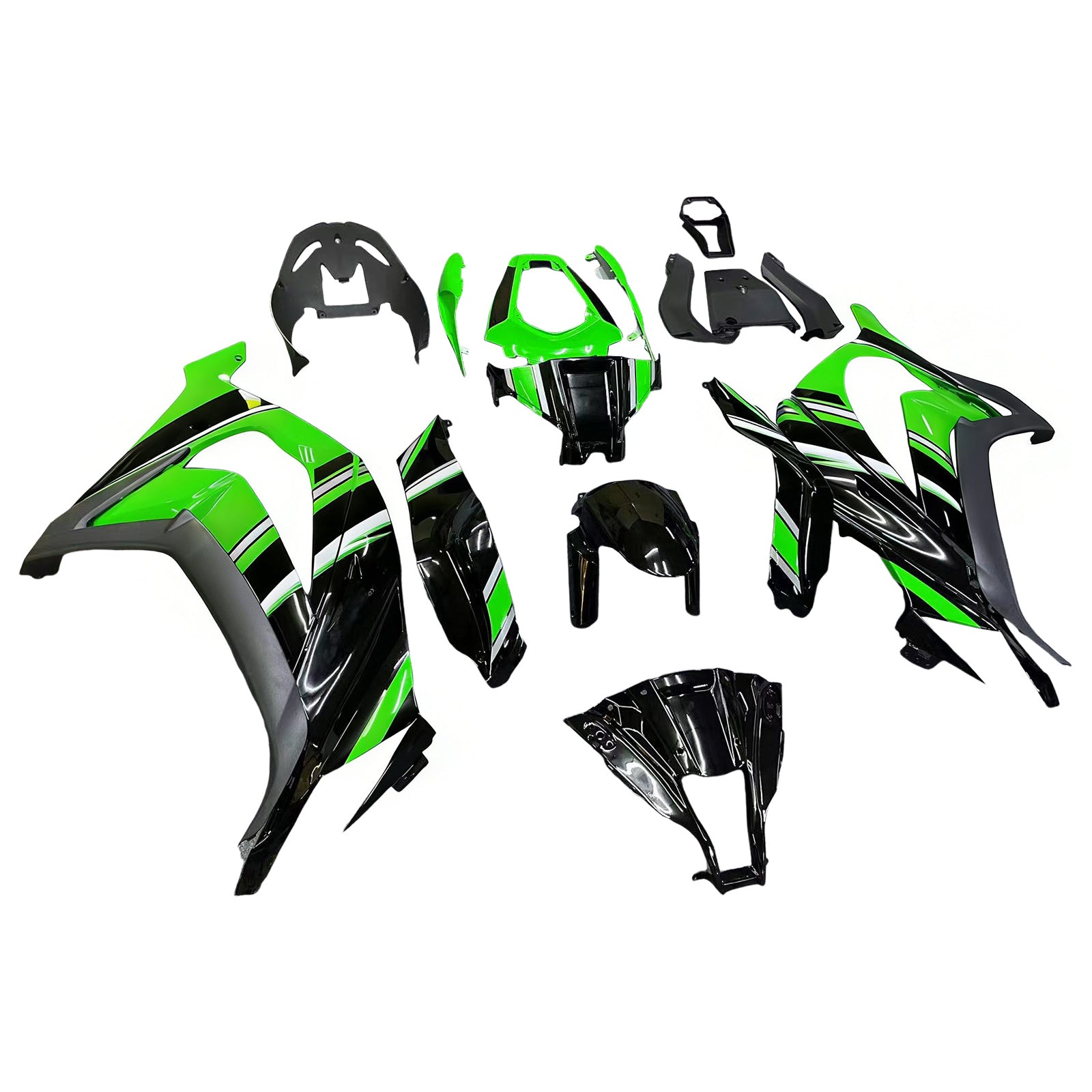 Amotopart 2011-2015 Kawasaki ZX10R Green&Black Style2 Fairing Kit