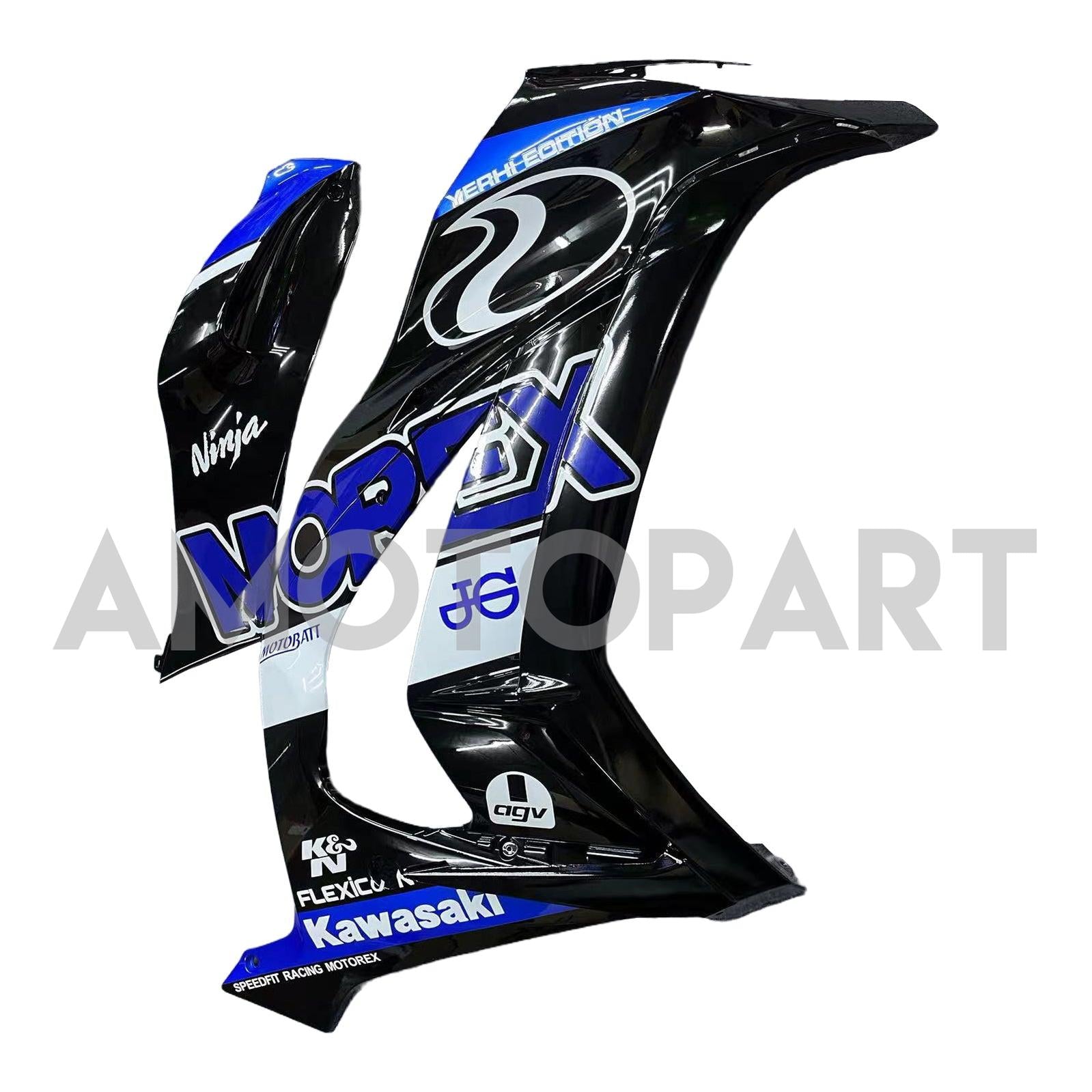 Amotopart Kawasaki ZX10R 2011-2015 Kit de carenagem preto e azul