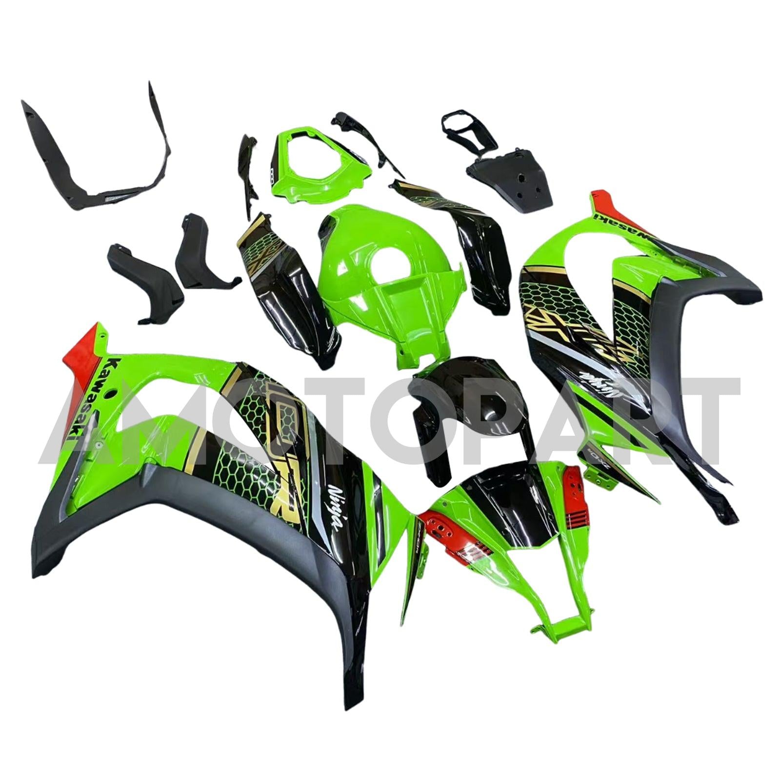 AMOTOPT 2011-2015 KAWASAKI ZX10R GREEN & BLACK STILE1 KIT