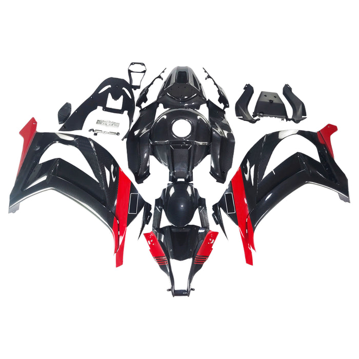 Amotopart 2011-2015 Kawasaki ZX10R Carbon Fiber Pattern Black & Red Fairing Kit