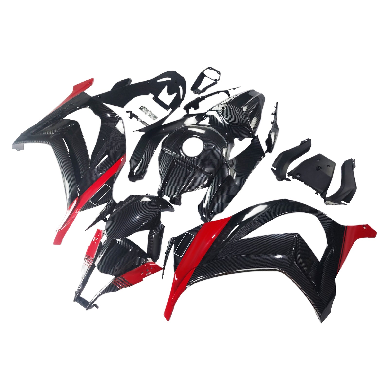 Amotopart 2011-2015 Kawasaki zx10r vzorec uhlíkových vláken Black & Red Facring Kit