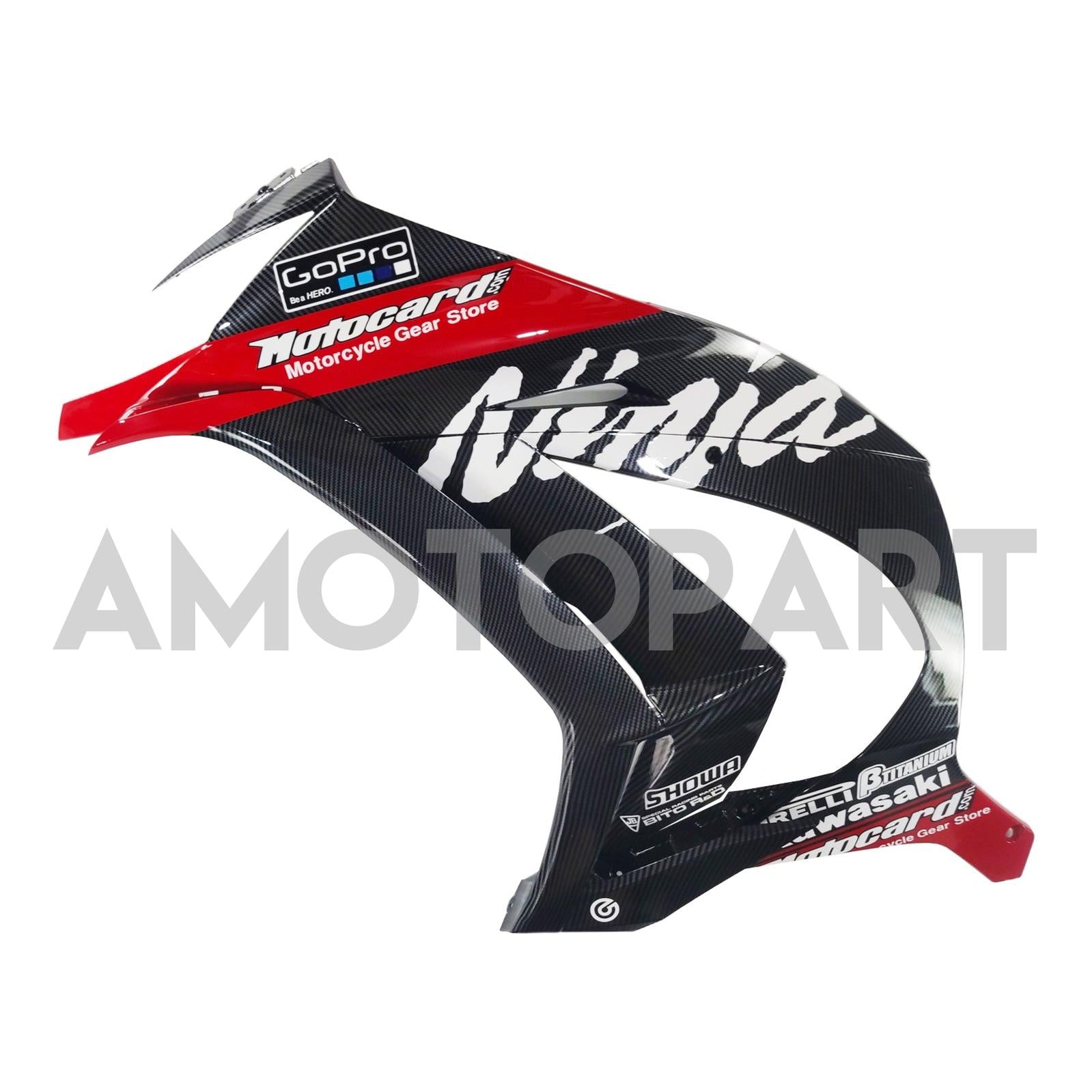 Amotopart 2011-2015 Kawasaki ZX10R Carbon Fiber Pattern Black & Red Fairing Kit