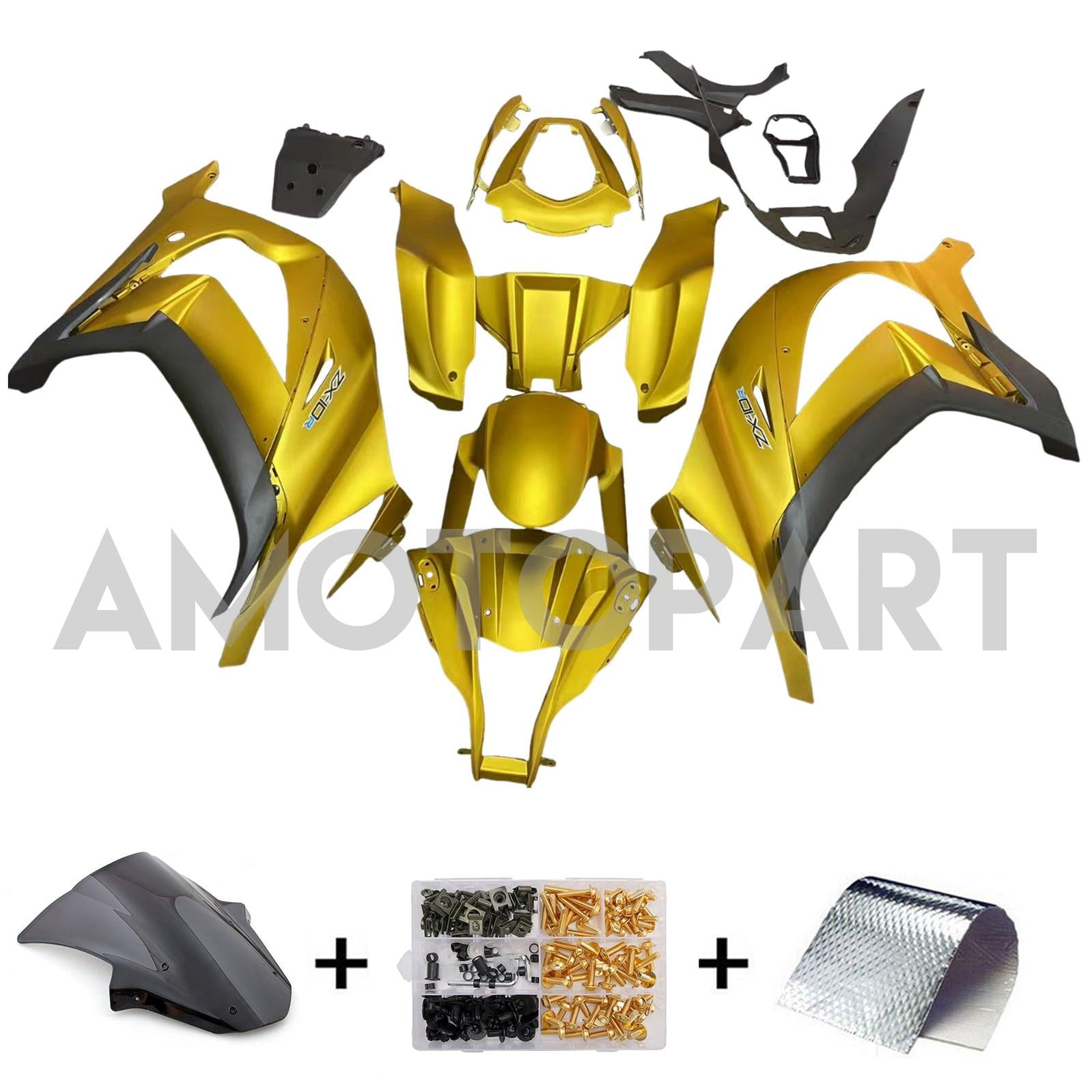 Amotopart 2011-2015 Kawasaki ZX10R Yellow&Black Fairing Kit