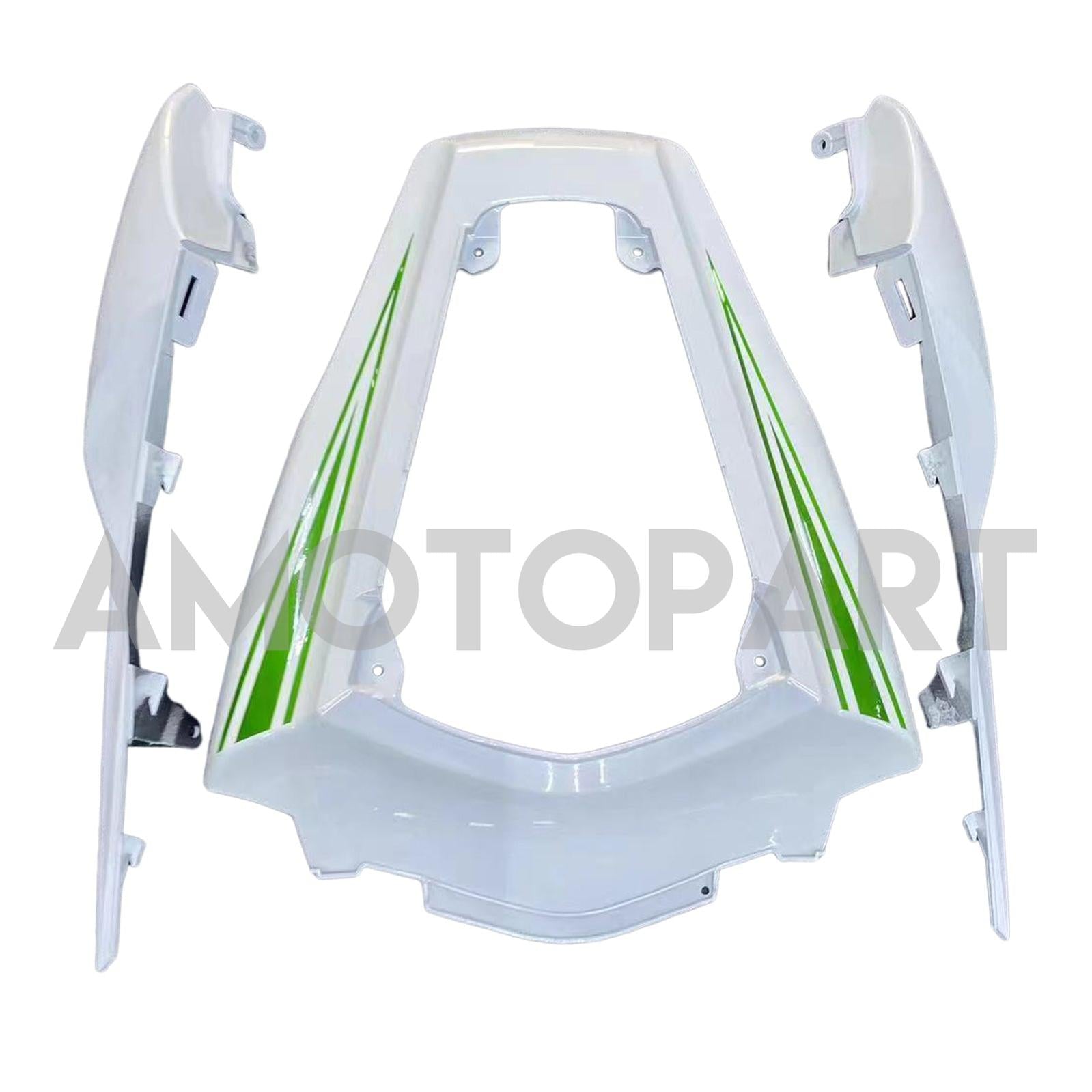 Amotopart 2011-2015 Kawasaki ZX10R Gloss White mit Green Line Abzugskit
