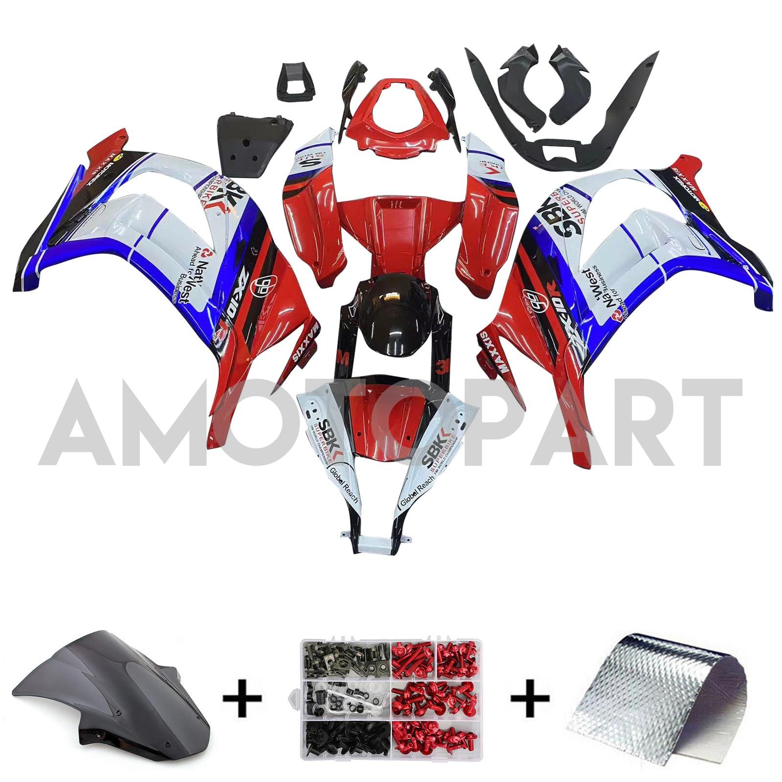 Amotopart 2011-2015 Kawasaki ZX10R Red&Blue Fairing Kit