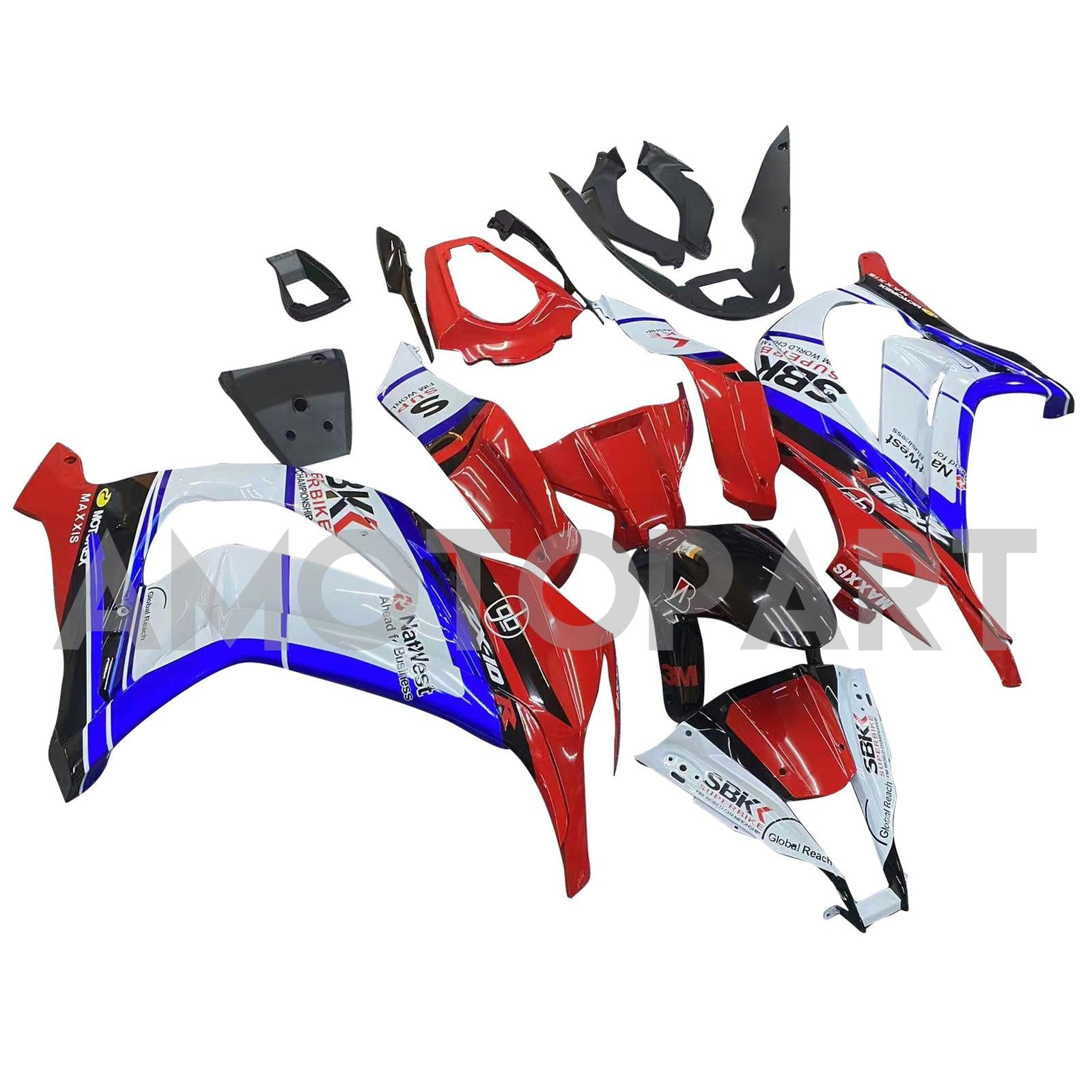 Amotopart 2011-2015 Kawasaki ZX10R レッド&ブルー フェアリングキット