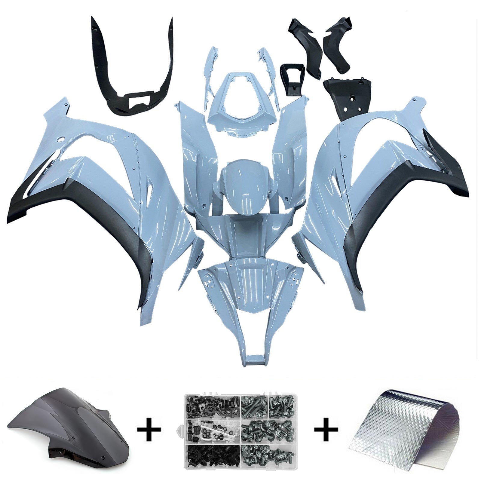 Amotopart 2011-2015 Kawasaki ZX10r Grey Fairing Zestaw