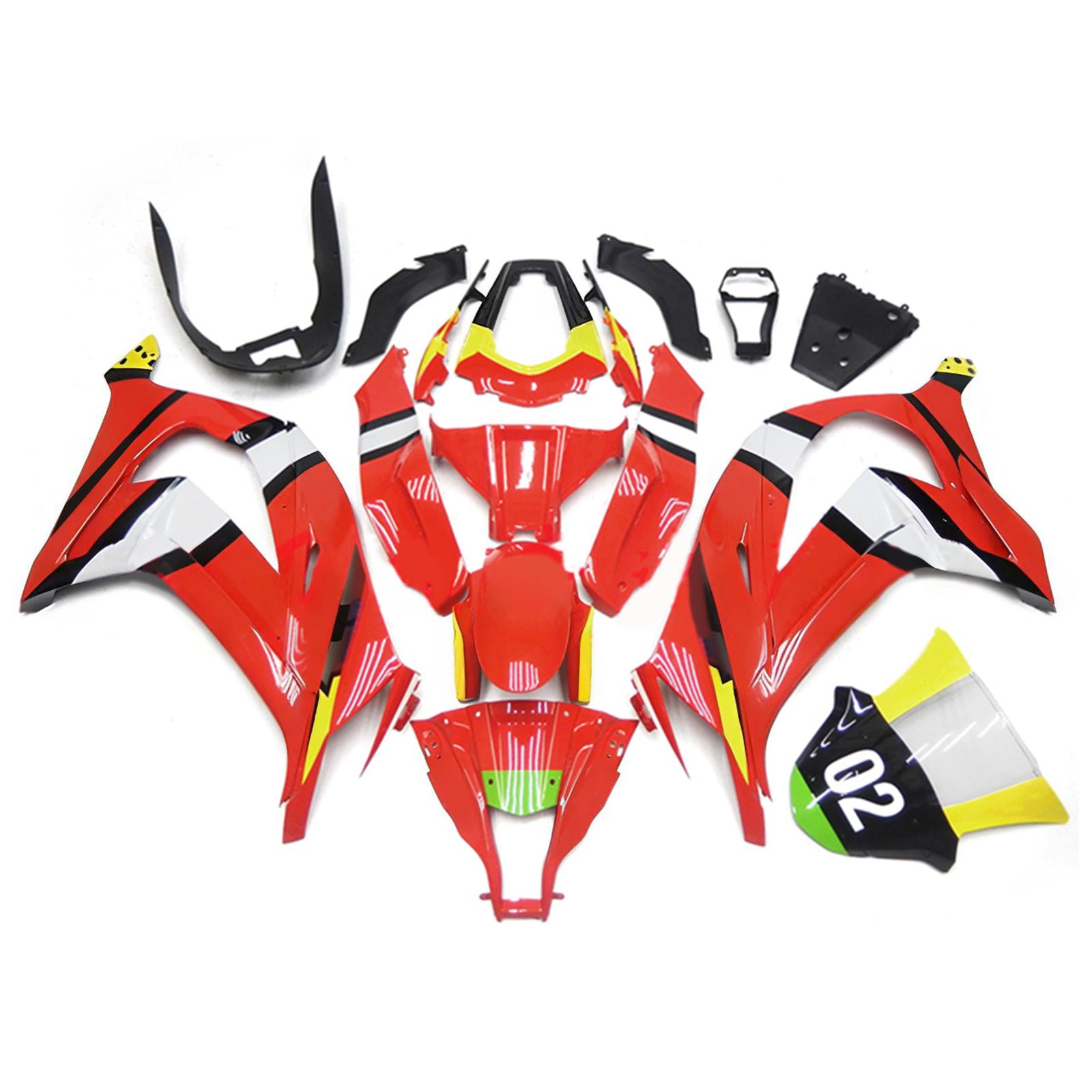 Kit carena Amotopart 2011-2015 Kawasaki ZX10R rosso e giallo
