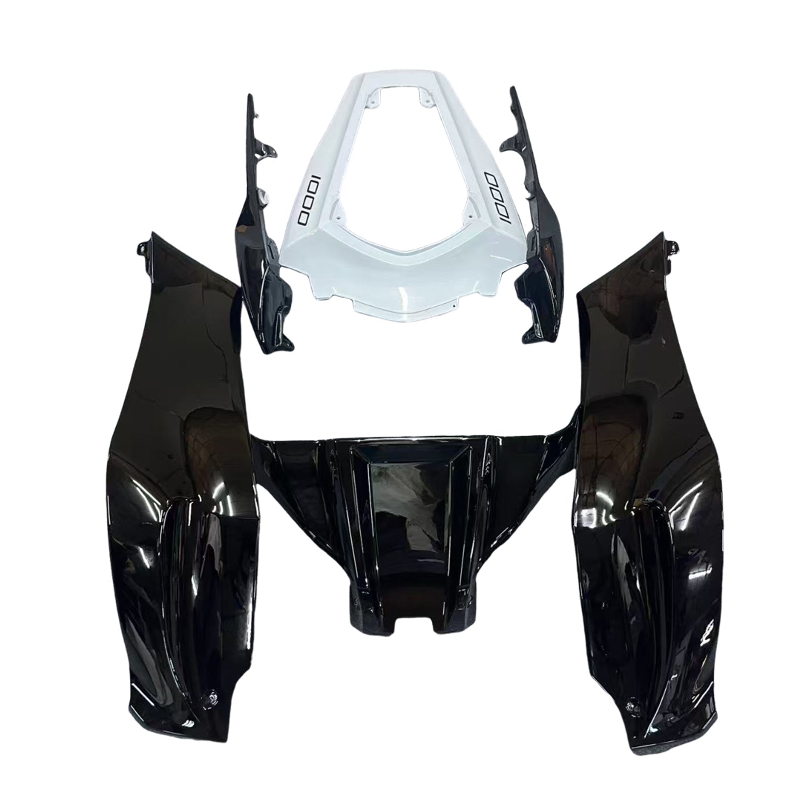 Amotopart 2011-2015 Kawasaki ZX10R Weiß&Schwarzes Style2 Verkleidungsset