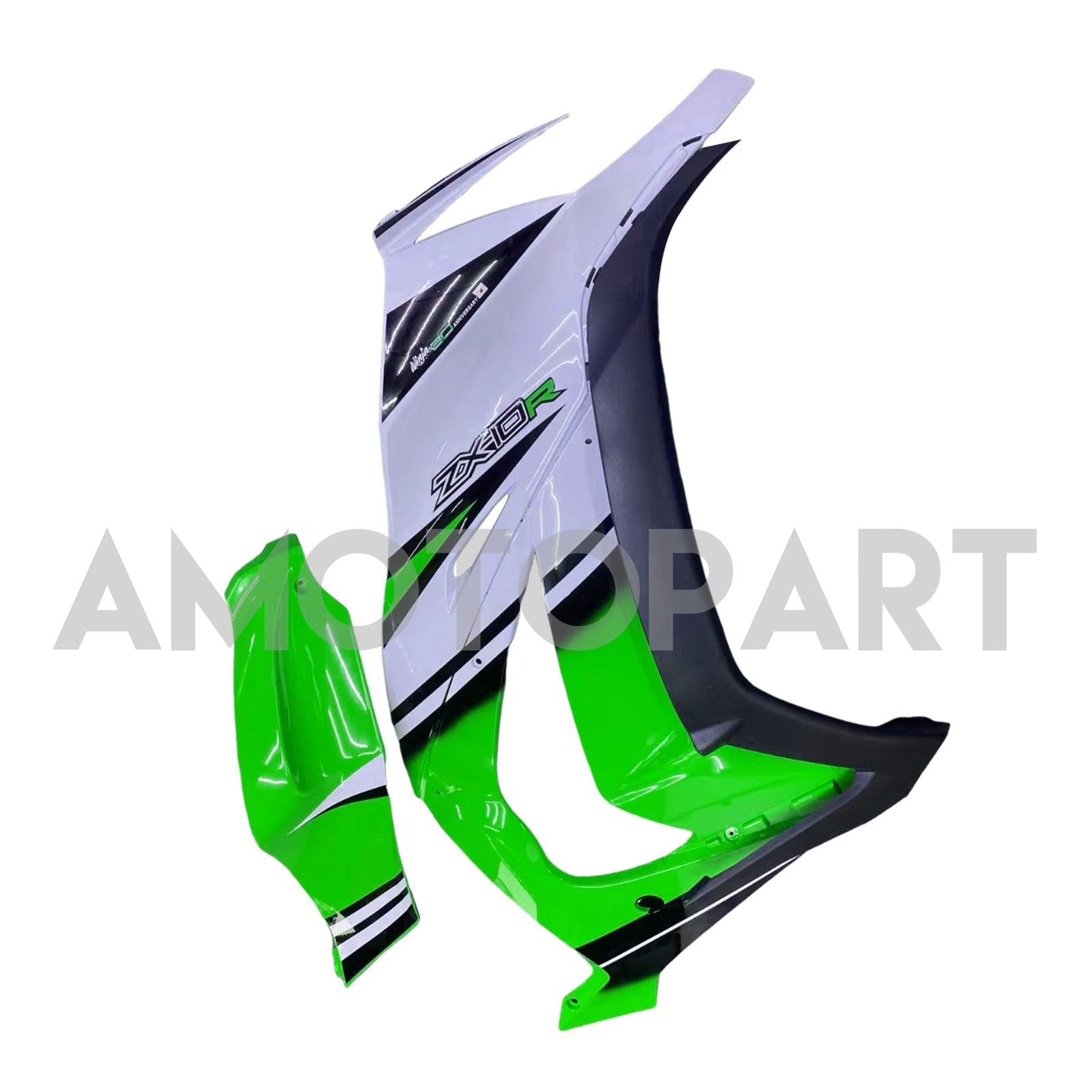 Amotopart 2011-2015 Kawasaki ZX10R Green&White Fairing Kit