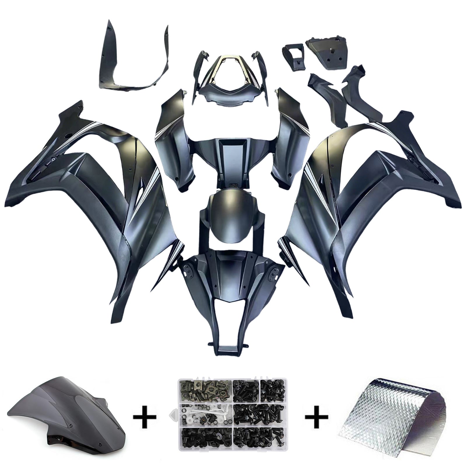Amotopart 2011-2015 Kawasaki ZX10R Black Fairing Kit