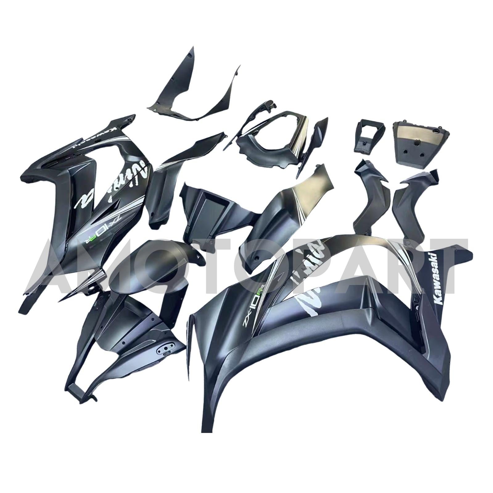 Amotopart 2011-2015 Kawasaki ZX10R Black with Logo Fairing Kit