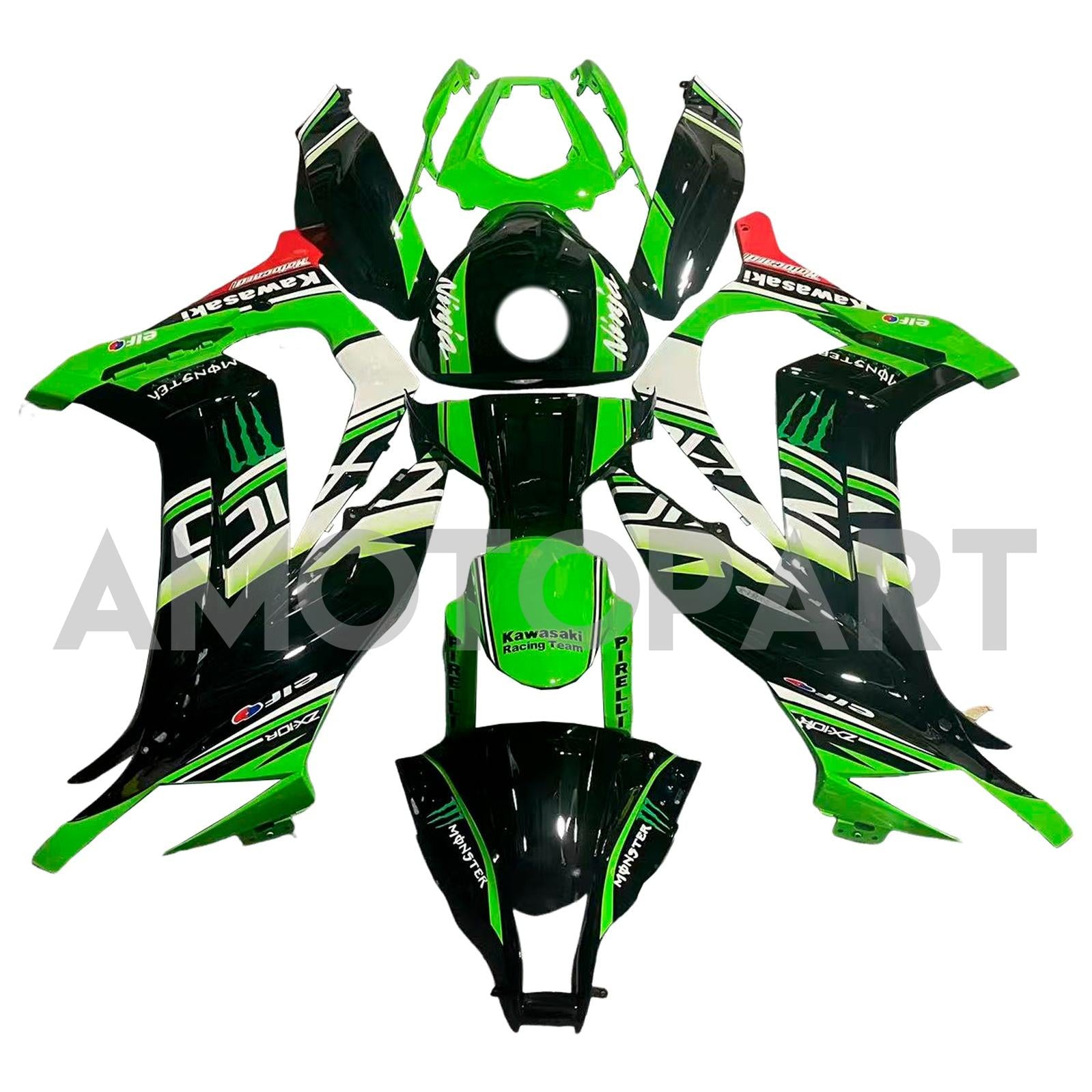 Amotopart 2011-2015 Kawasaki ZX10R Green&Black Style5 Fairing Kit