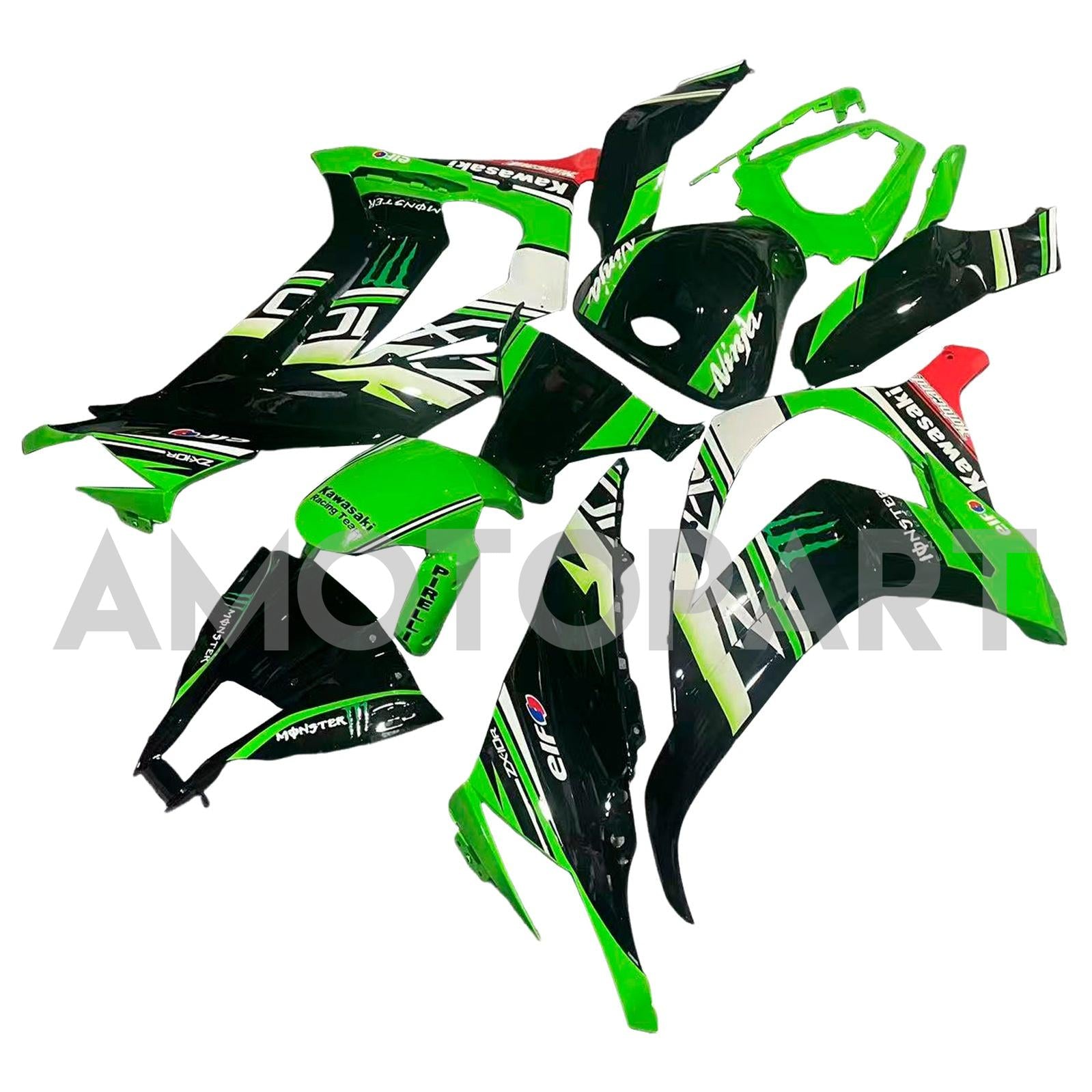 Amotopart 2011-2015 Kawasaki ZX10R Green&Black Style5 Fairing Kit