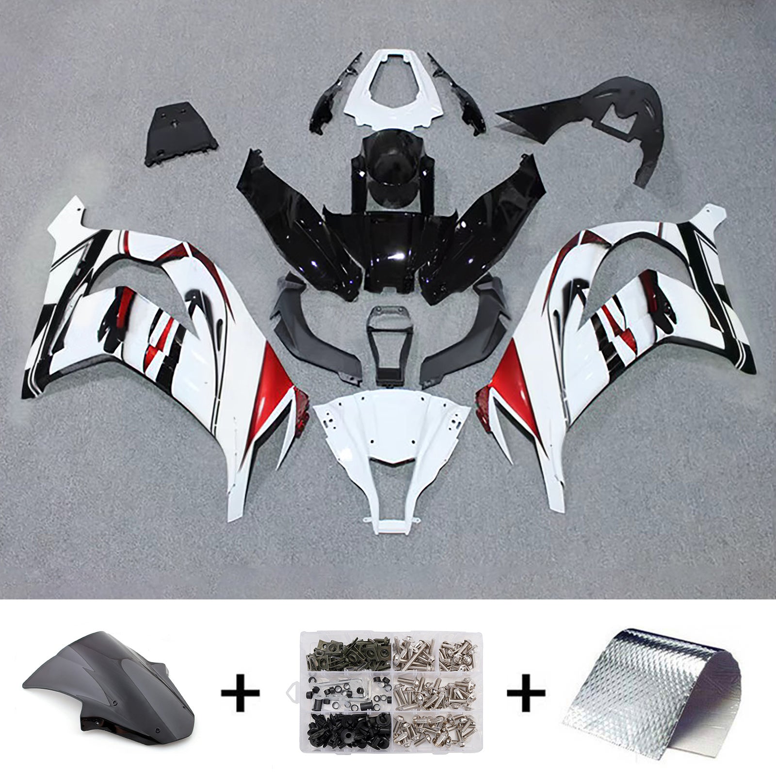 Amotopart 2011-2015 Kawasaki ZX10R Black Red White Fairing Kit