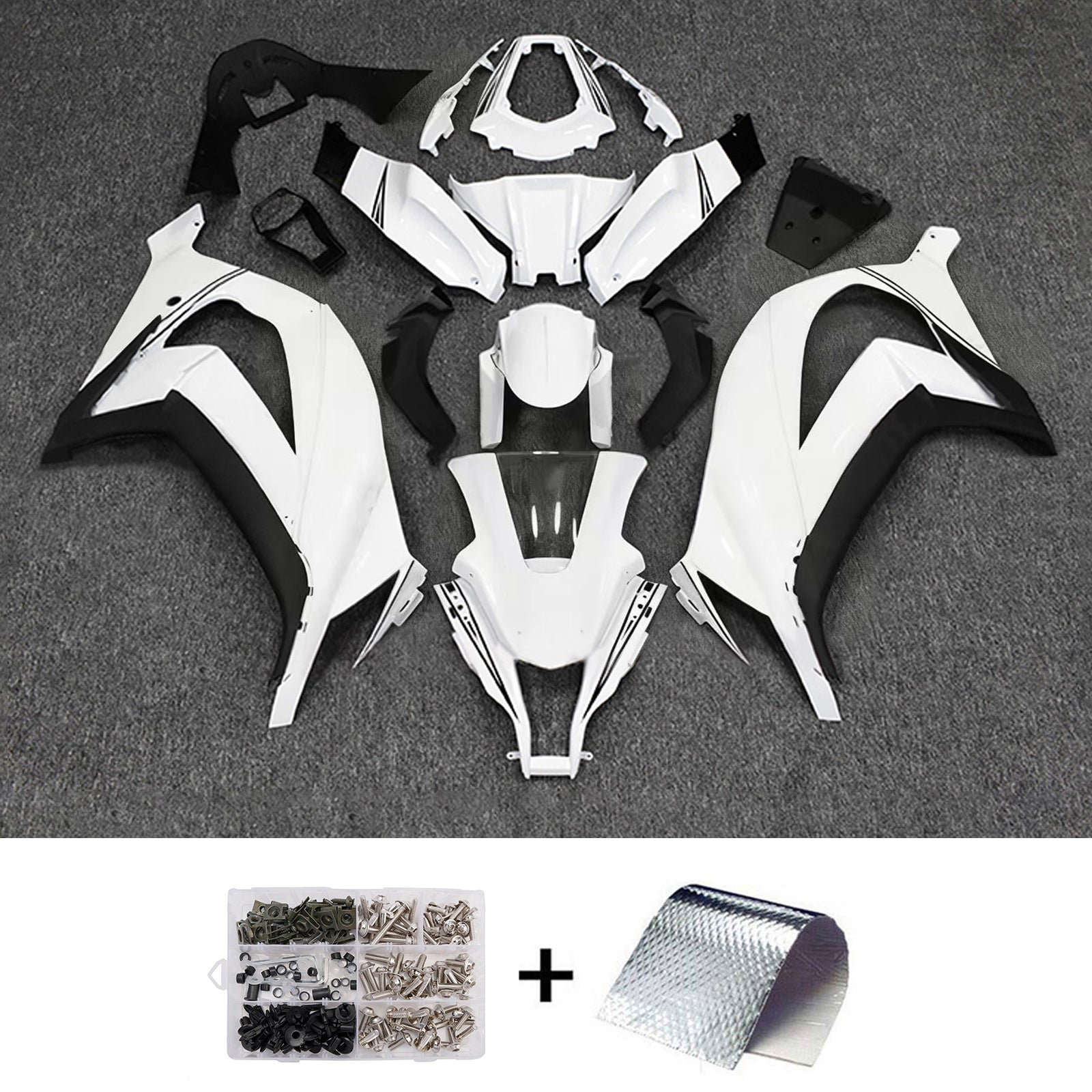 Amotopart 2011-2015 Kawasaki ZX10R White Black Fairing Kit