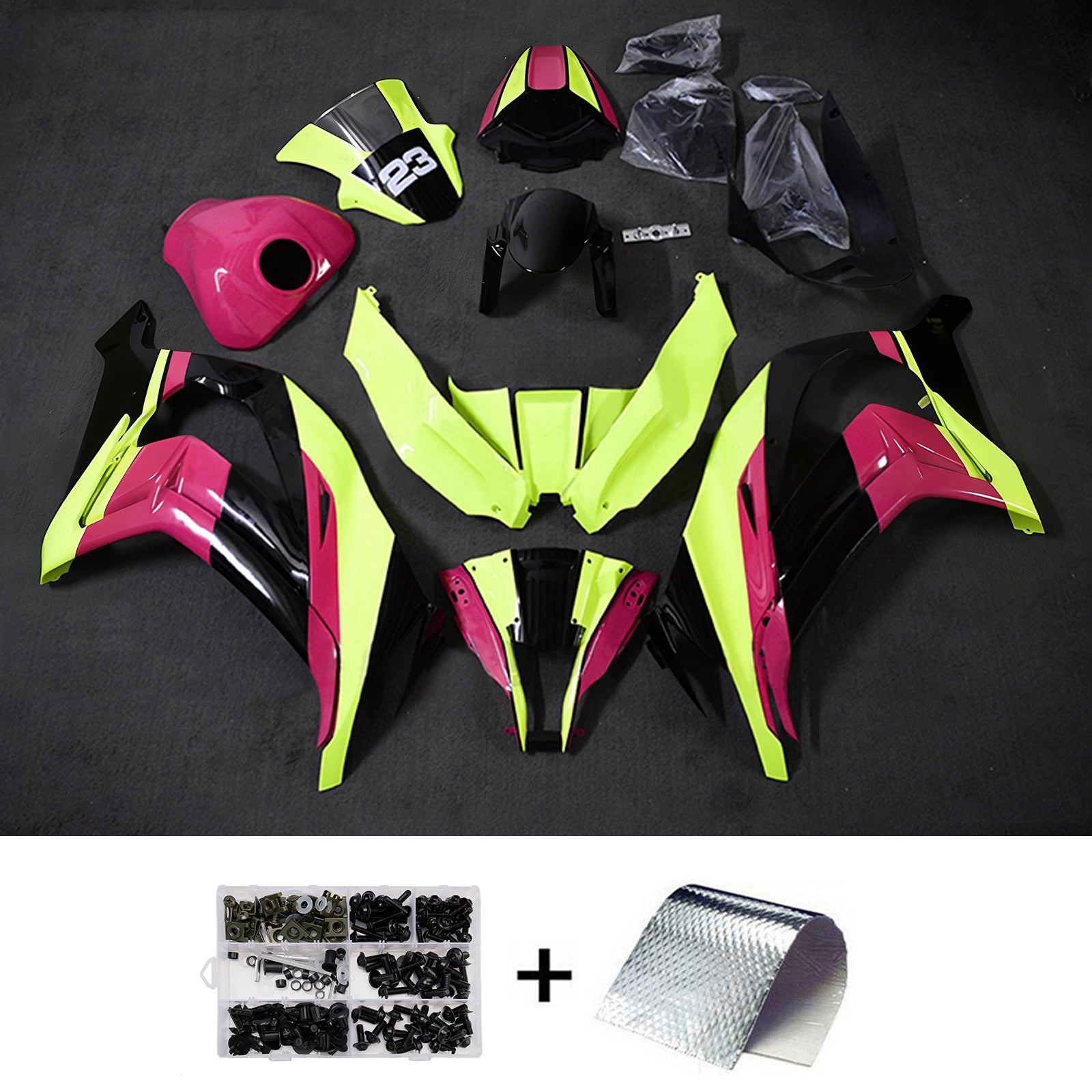 Amotopart 2011-2015 Kawasaki ZX10R Kit de carenado verde rosa