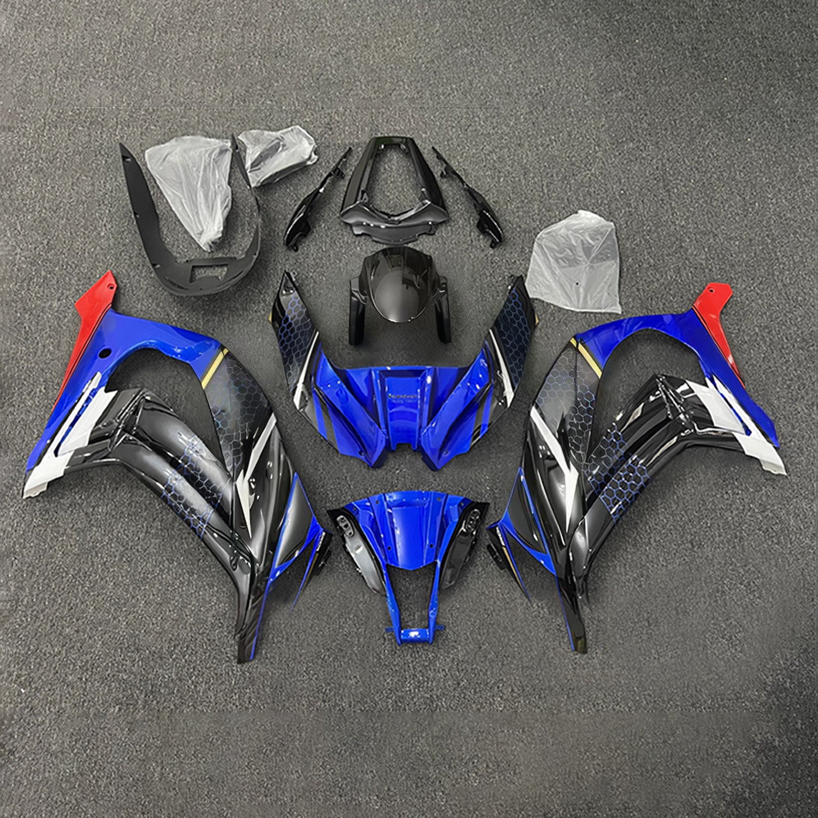 Amotopart 2011-2015 Kawasaki ZX10R Black Blue Red Fairing Kit