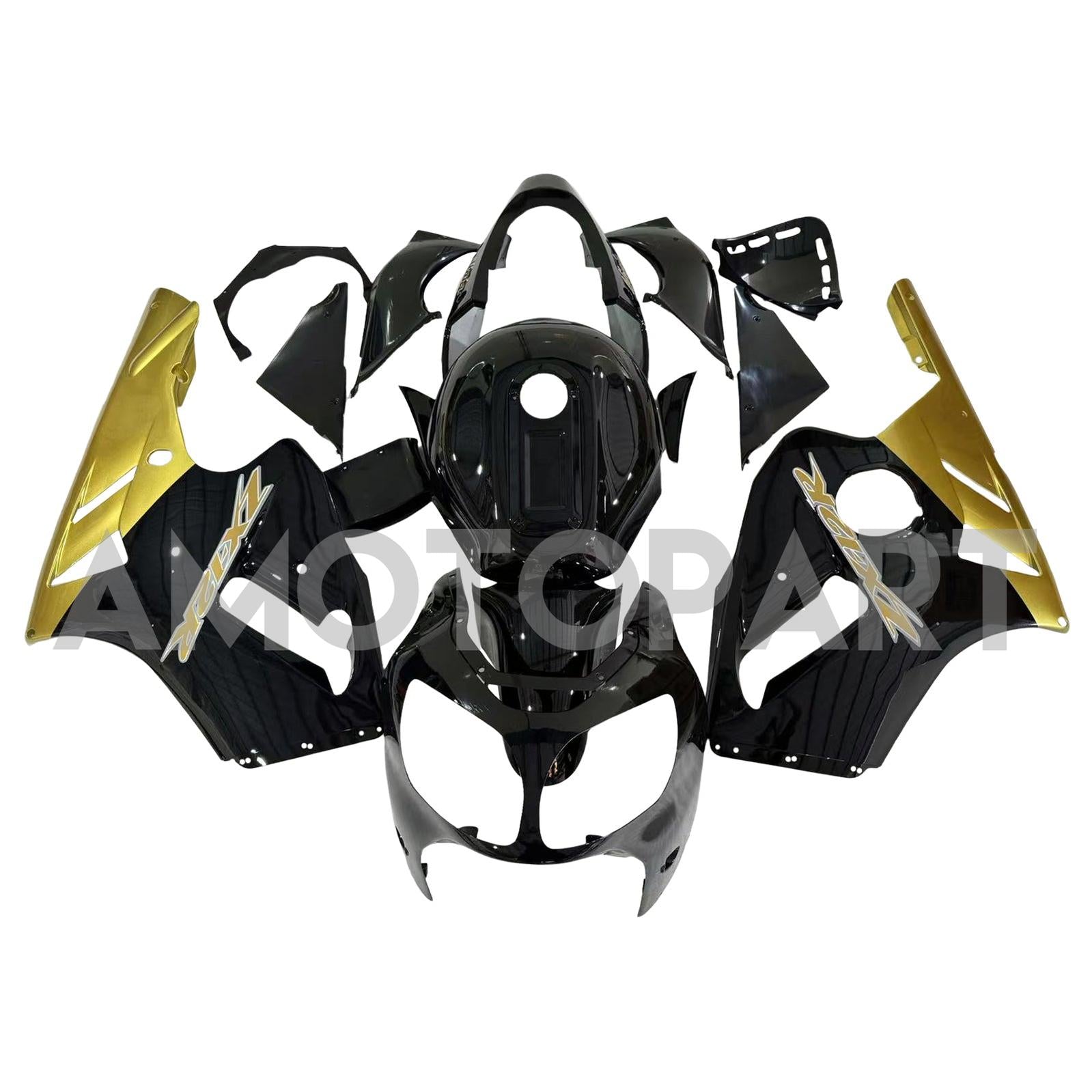 Amotopart 2000-2001 Kawasaki ZX12R Fairing Black & Gold Kit