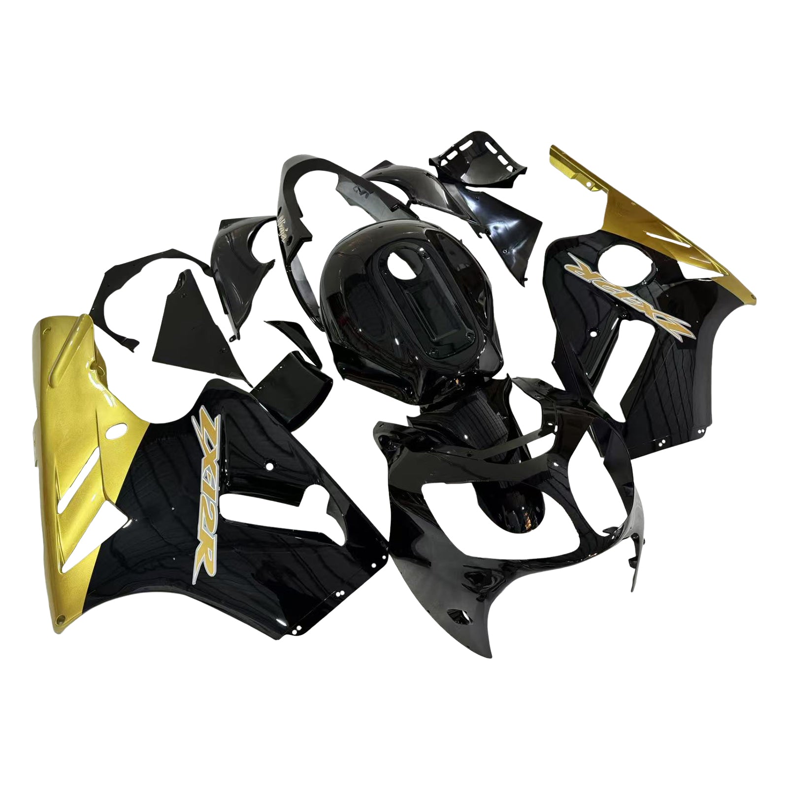Amotopart 2000-2001 Kawasaki ZX12R Fairing Black & Gold Kit