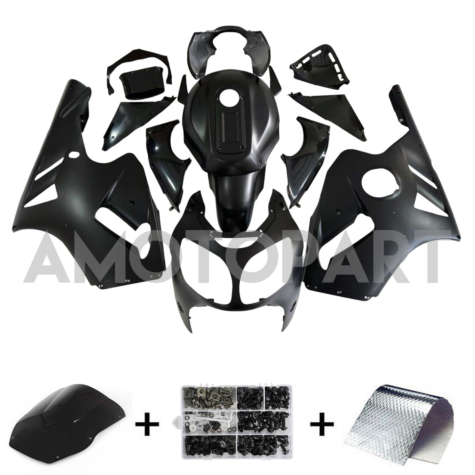 Kit carena nera Amotopart Kawasaki 2000-2001 ZX12R