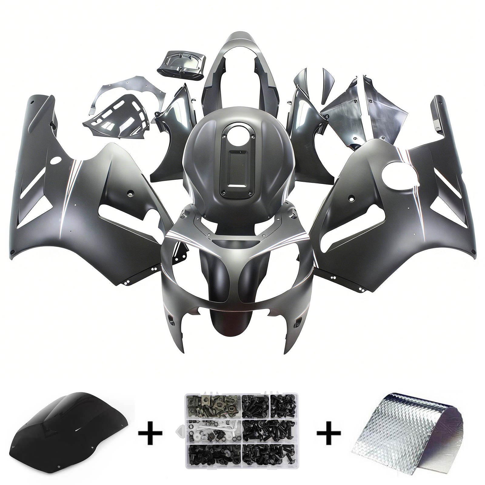 Amotopart Kawasaki 2000-2001 ZX12R Black Mix White Realing Kit