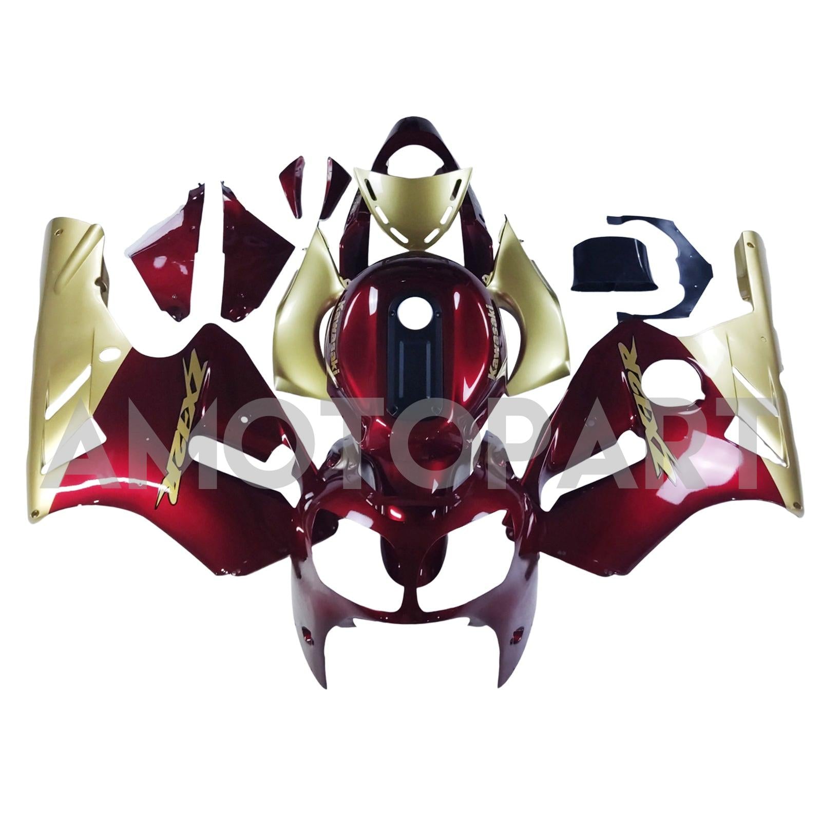 Amotopart Kawasaki 2000-2001 ZX12R Red Golden Fairing Kit