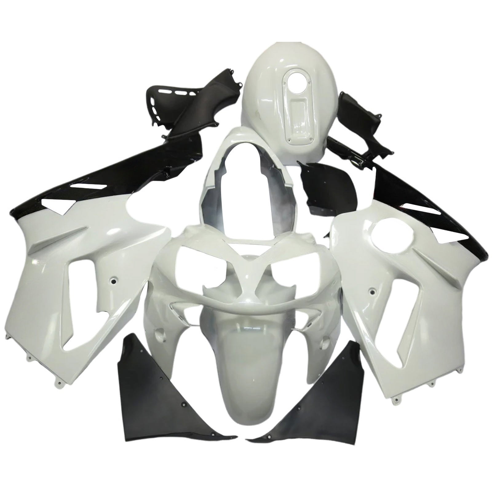 Amotopart 2000-2001 Kawasaki ZX12R Glossy Black White Fairing Kit