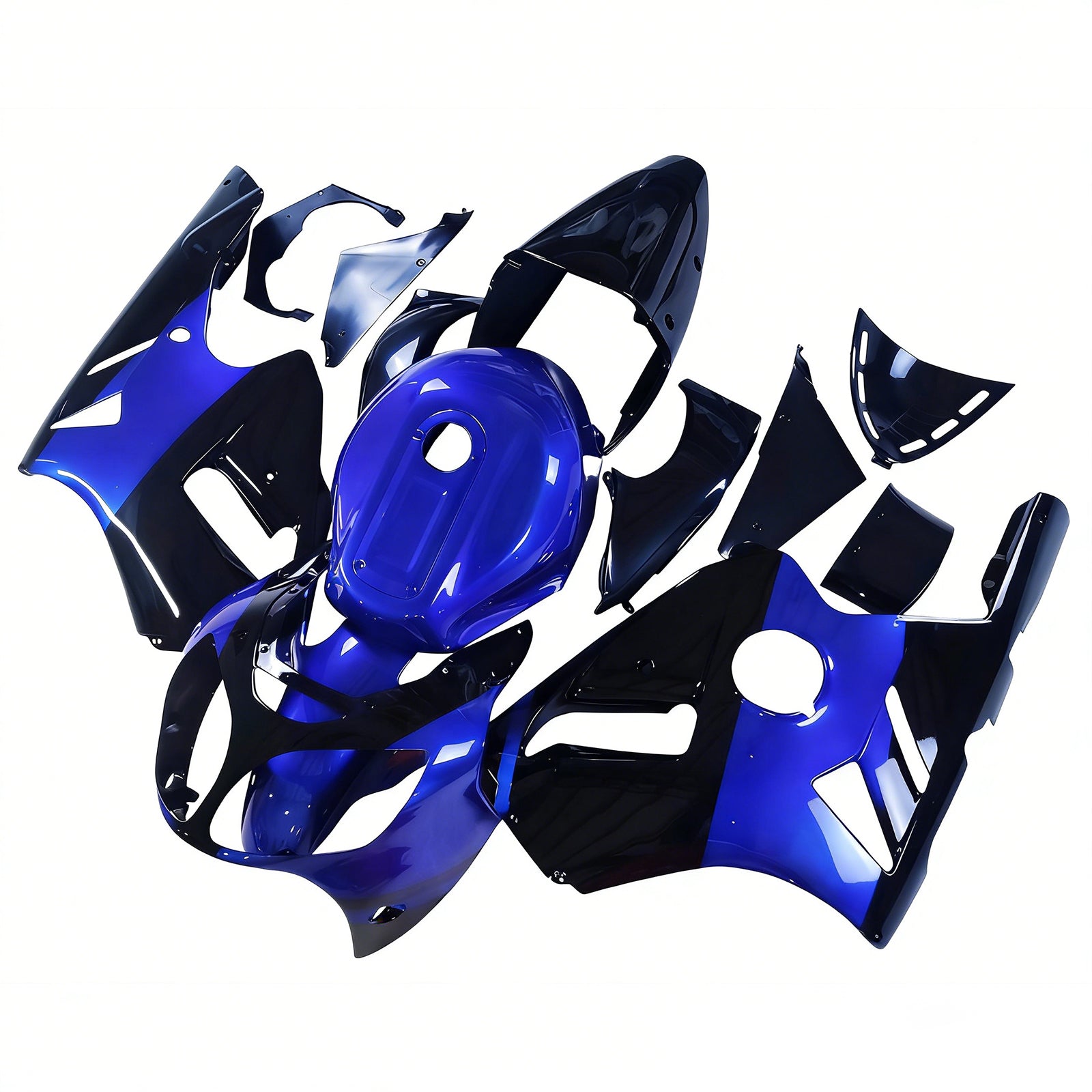 Amotopart 2000-2001 Kawasaki ZX12R Glossy Black Blue Fairing Kit