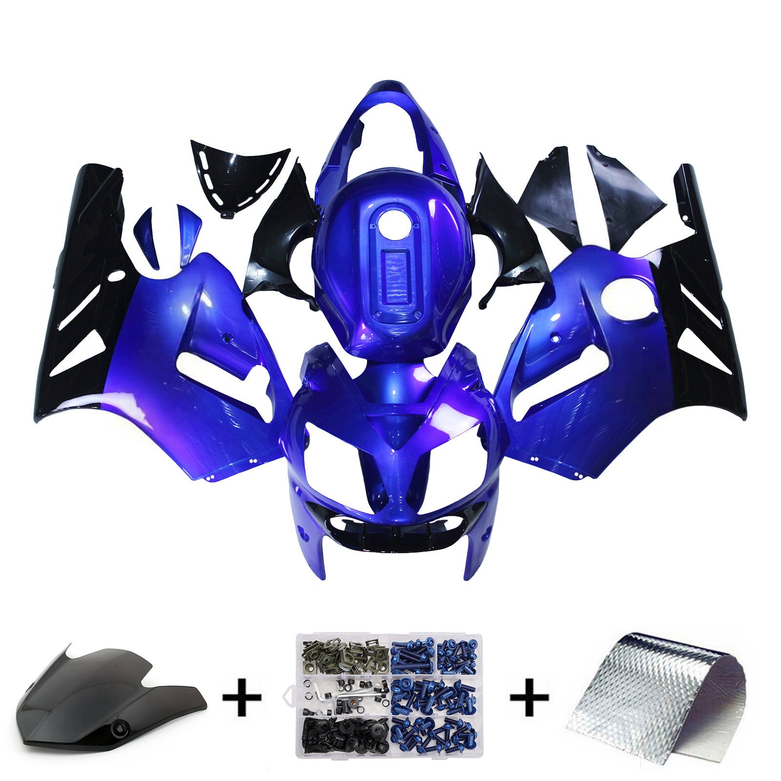 Amotopart 2002-2005 Kawasaki ZX12R Fairring Blue Kit