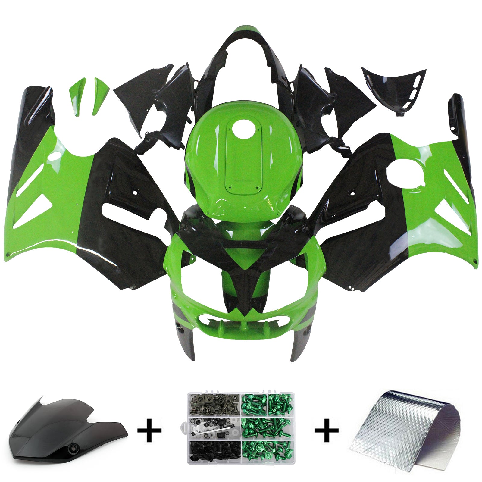 Amotopart 2002-2005 Kawasaki ZX12R Black Red Failing Kit