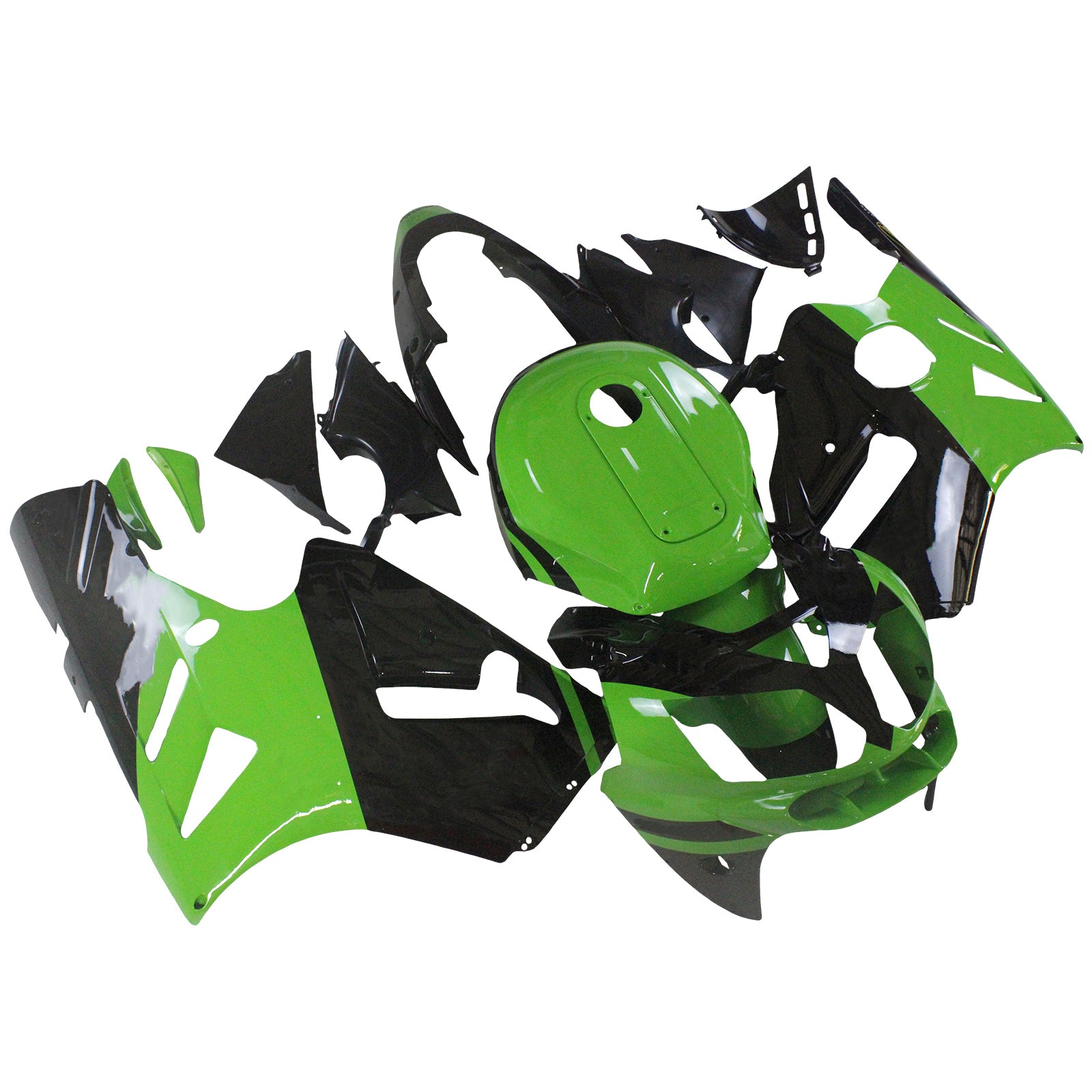 Amotopart 2002–2005 Kawasaki ZX12R Grün Schwarz Verkleidungsset