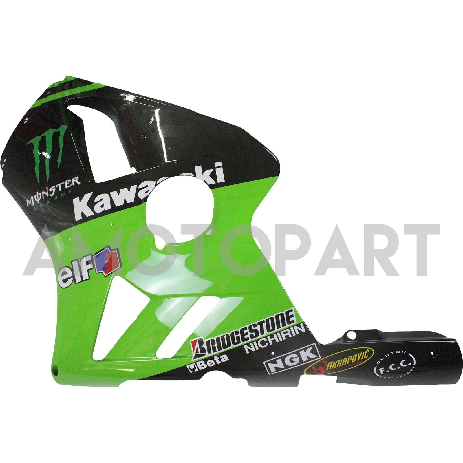 Amotopart 2002-2005 Kawasaki ZX12R Green Black Fairing Kit