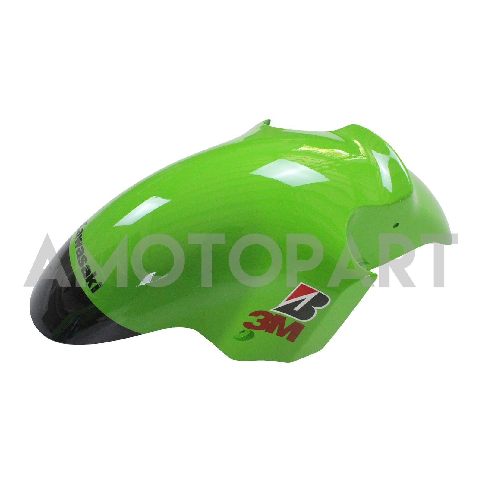 Amotopart 2002-2005 Kawasaki ZX12R Green Black Fairing Kit