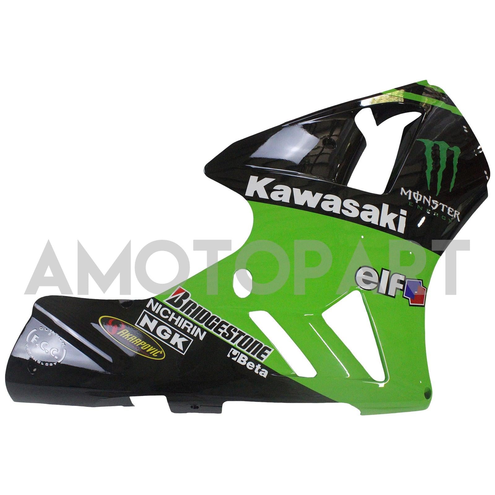 Amotopart 2002-2005 Kawasaki ZX12R Green Black Fairing Kit