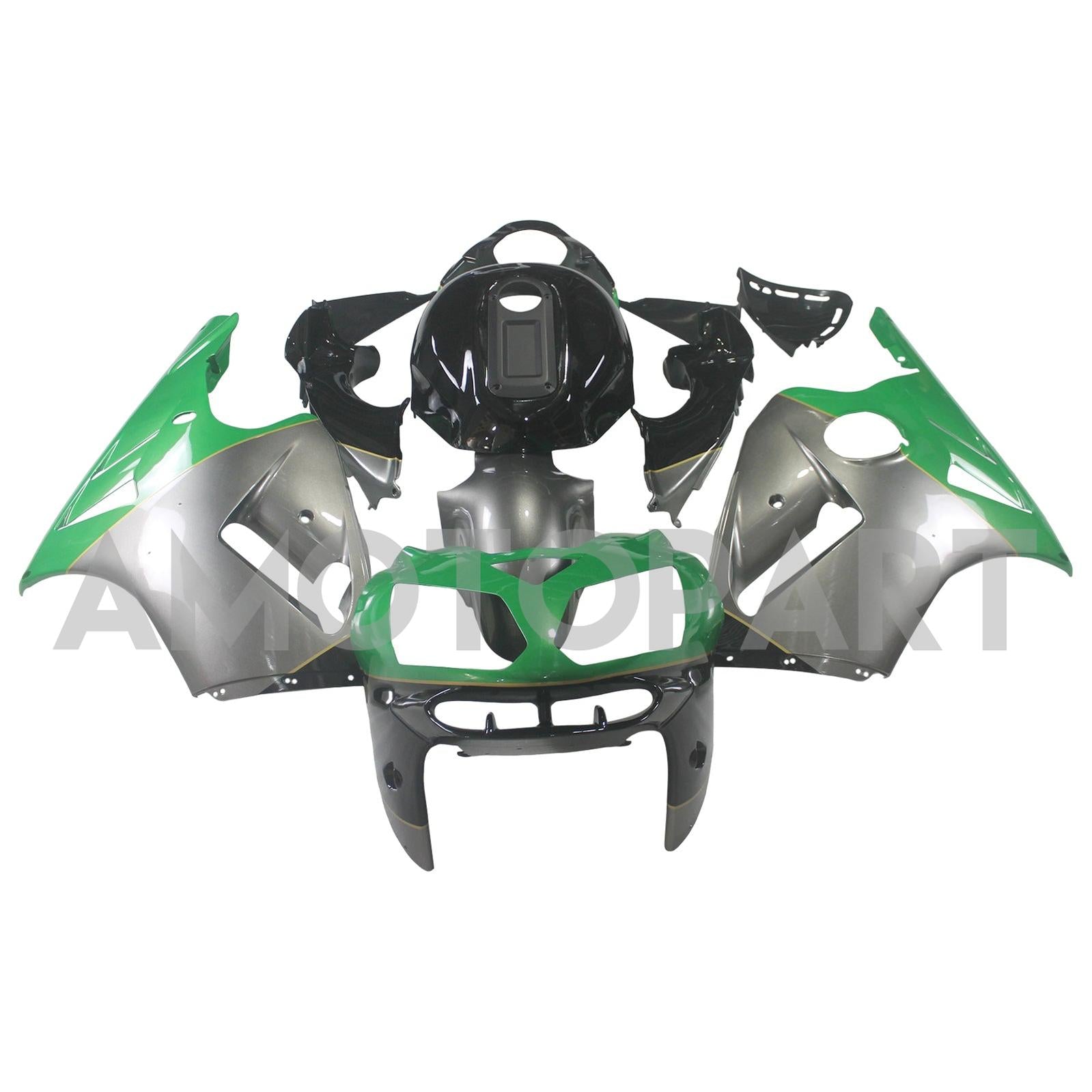Kit logo Amotopart 2002-2005 Kawasaki ZX12R carenatura verde grigio