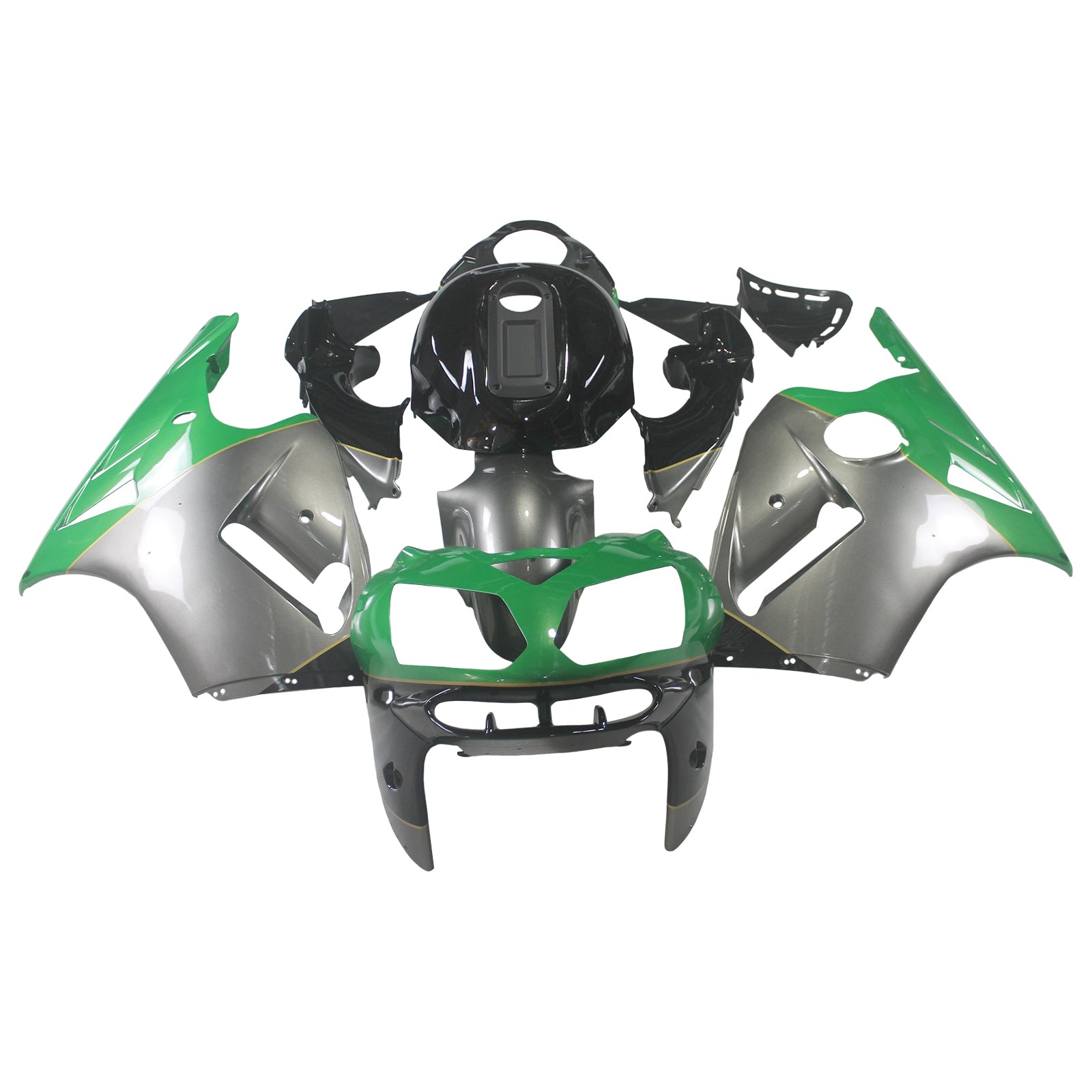 Amotopart 2002-2005 Kawasaki ZX12R Faring Green&Kit de logo gris