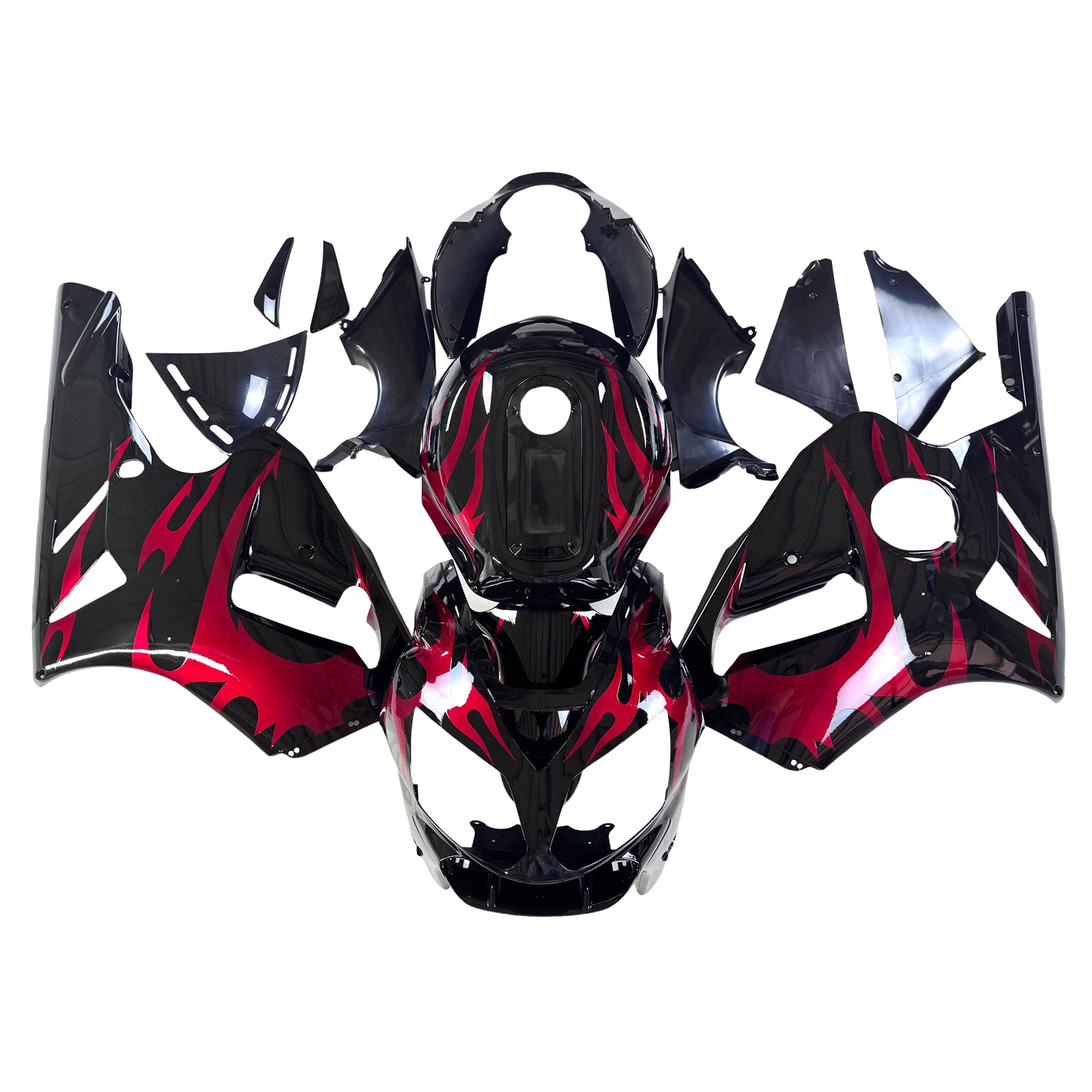Amotopart 2002-2005 Kawasaki ZX12R Black Red Fairing Kit