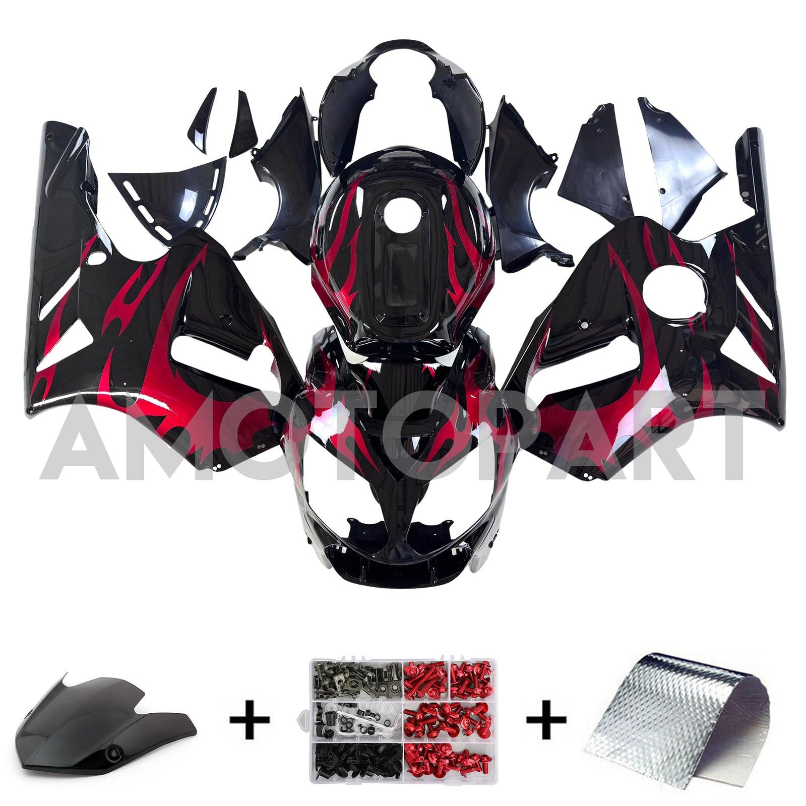 Amotopart 2002-2005 Kawasaki ZX12R Black Red Fairing Kit