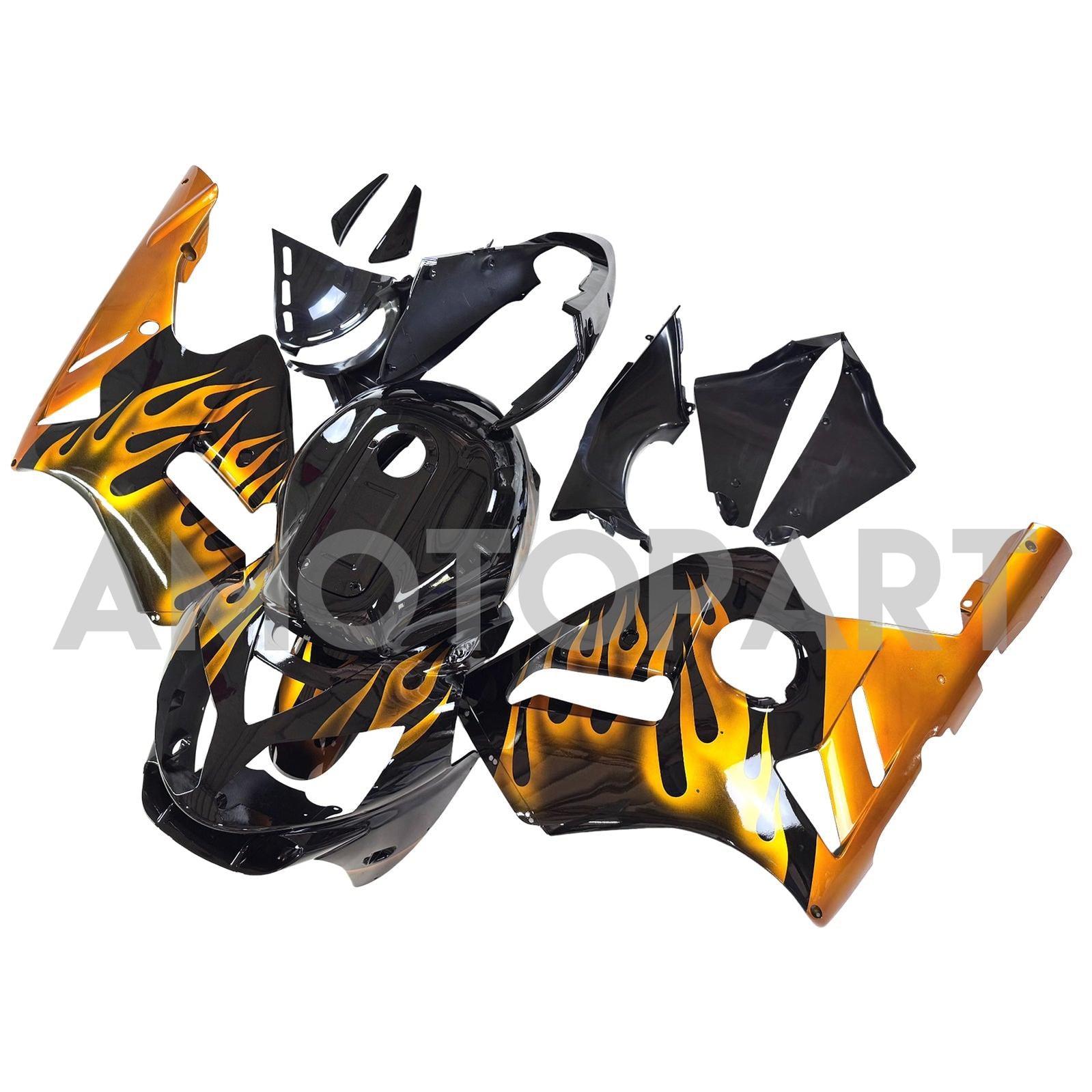 Amotopart 2002-2005 Kawasaki ZX12R Glossy Black & Yellow Fairing Kit