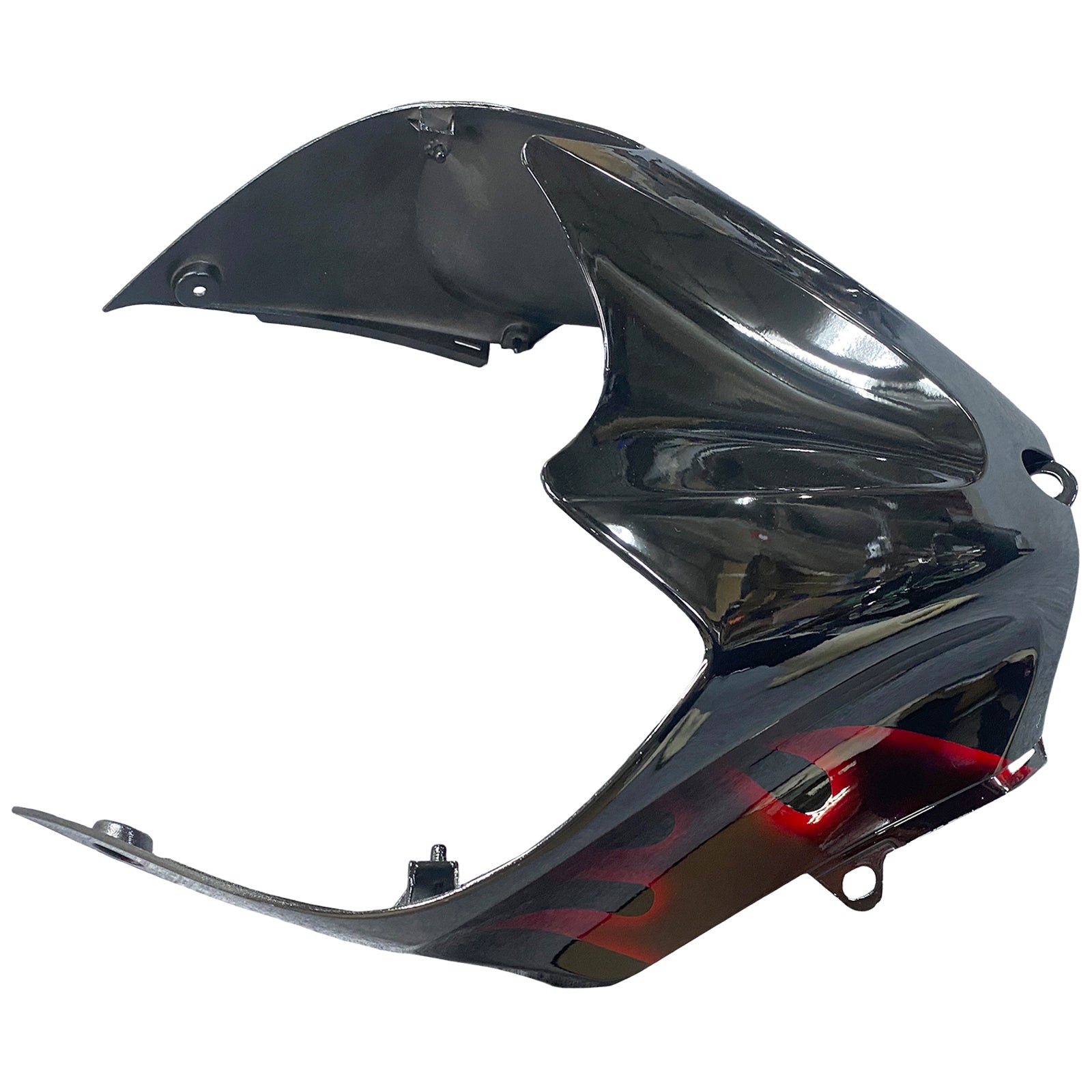 Amotopart 2006-2011 Kawasaki ZX14R Black with Red Flame Fairing Kit