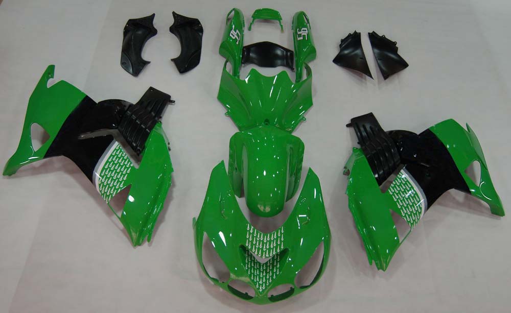 Amotopart 2006-2011 Kawasaki ZX14R Black&Green Fairing Kit