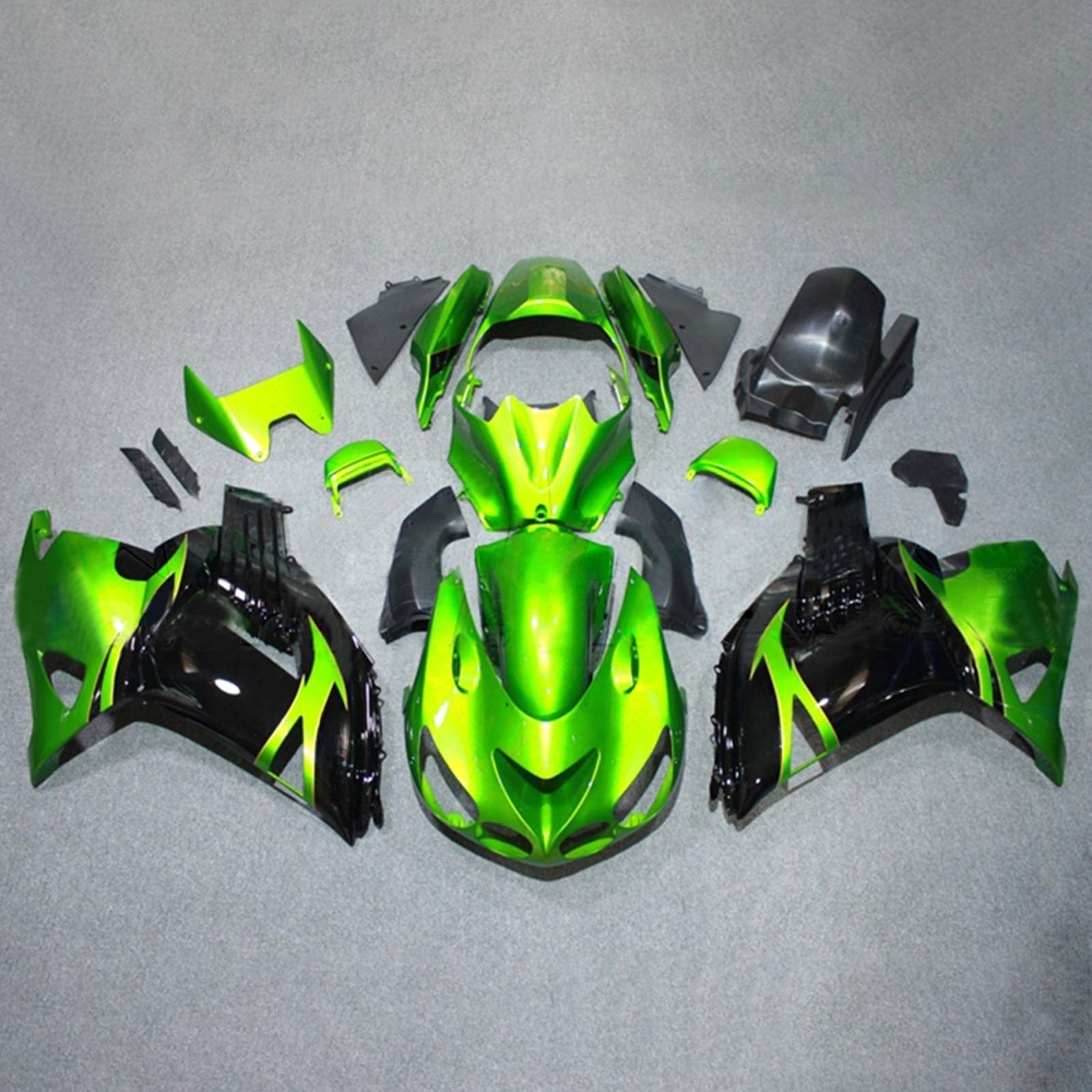 Amotopart 2006-2011 Kawasaki ZX14R Green & Black Style1 Fairing Kit