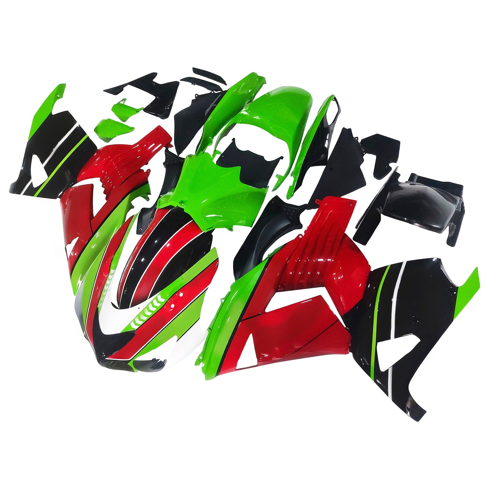 Amotopart 2006-2011 Kawasaki ZX14R Green&Red Fairing Kit