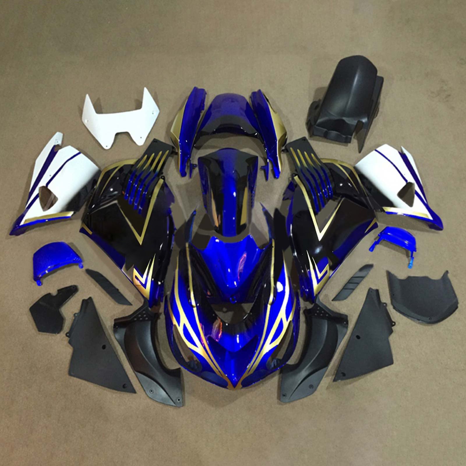 Amotopart 2006-2011 Kawasaki ZX14R Blue & Black Fairing Kit